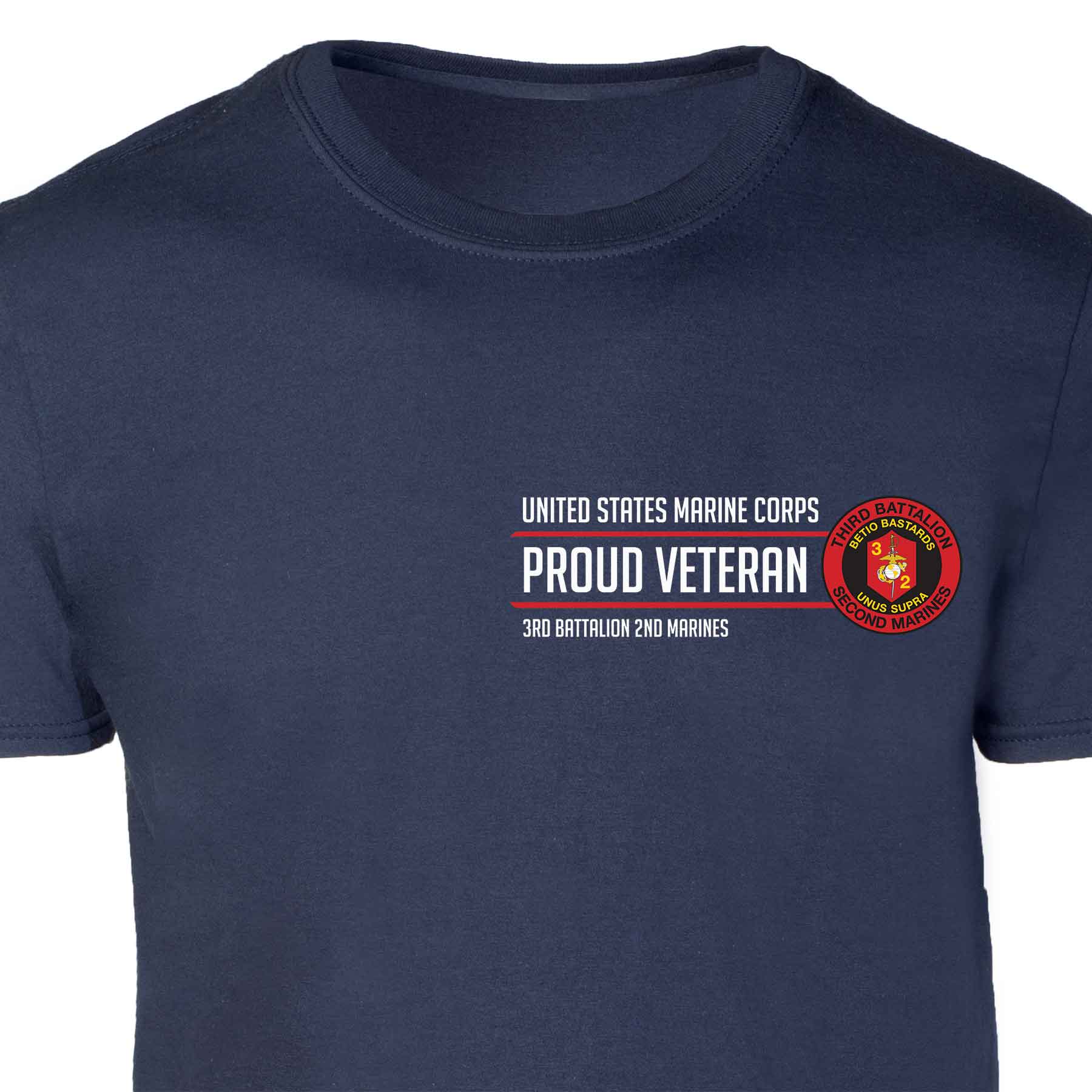 3rd Battalion 2nd Marines Proud Veteran Patch Graphic T-shirt - Image 3