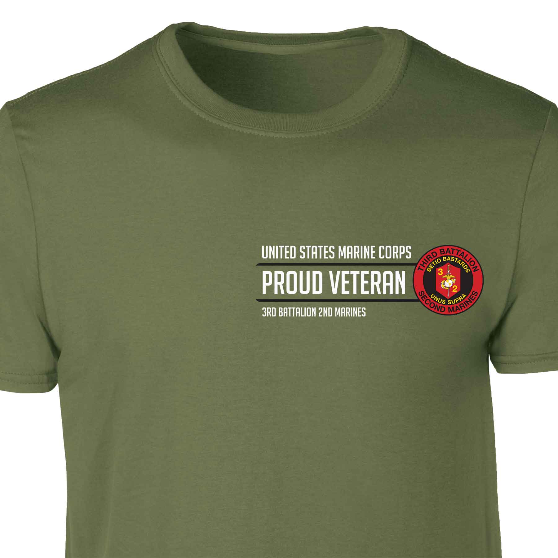 3rd Battalion 2nd Marines Proud Veteran Patch Graphic T-shirt - Image 4