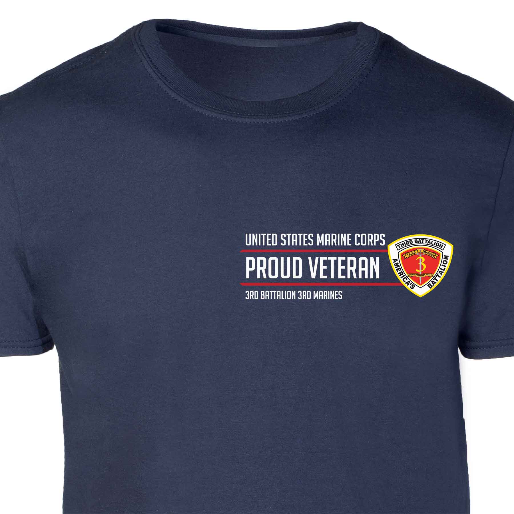 3rd Battalion 3rd Marines Proud Veteran Patch Graphic T-shirt - Image 3