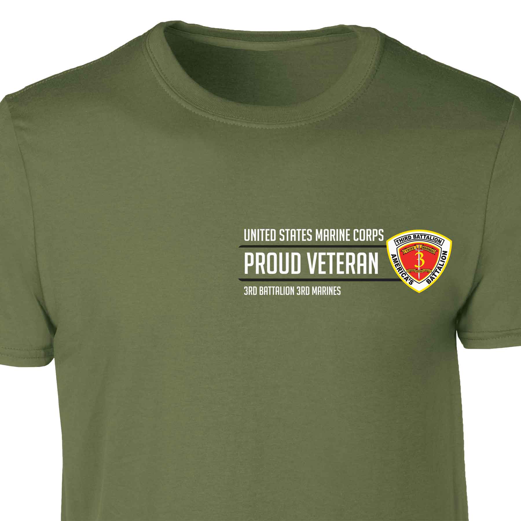 3rd Battalion 3rd Marines Proud Veteran Patch Graphic T-shirt - Image 4