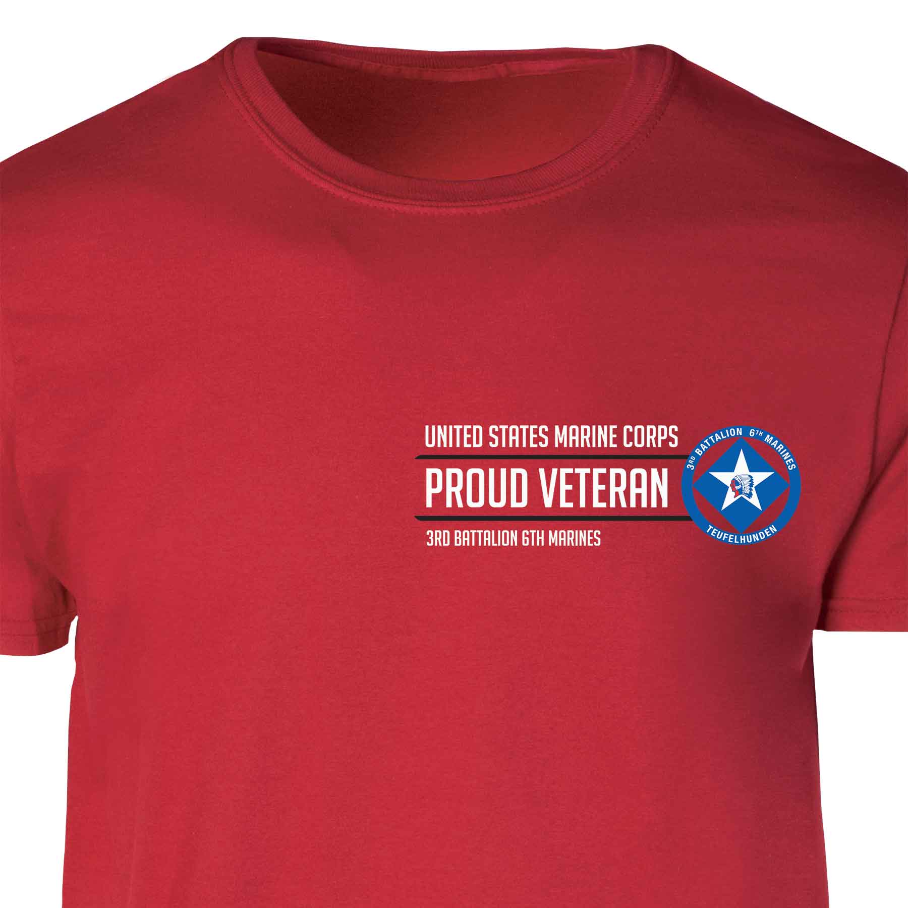 3rd Battalion 6th Marines Proud Veteran Patch Graphic T-shirt - Image 5