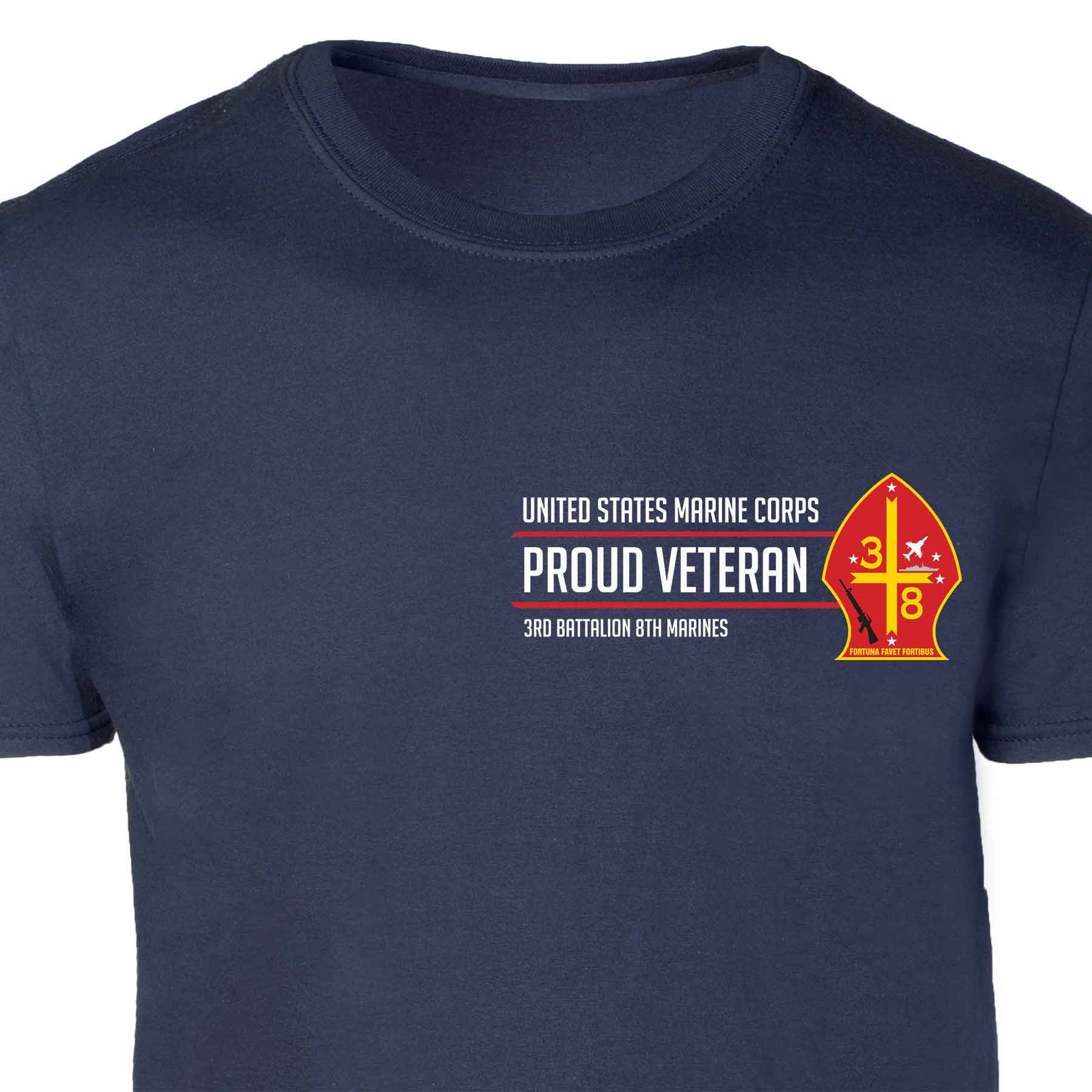 3rd Battalion 8th Marines Proud Veteran Patch Graphic T-shirt - Image 3