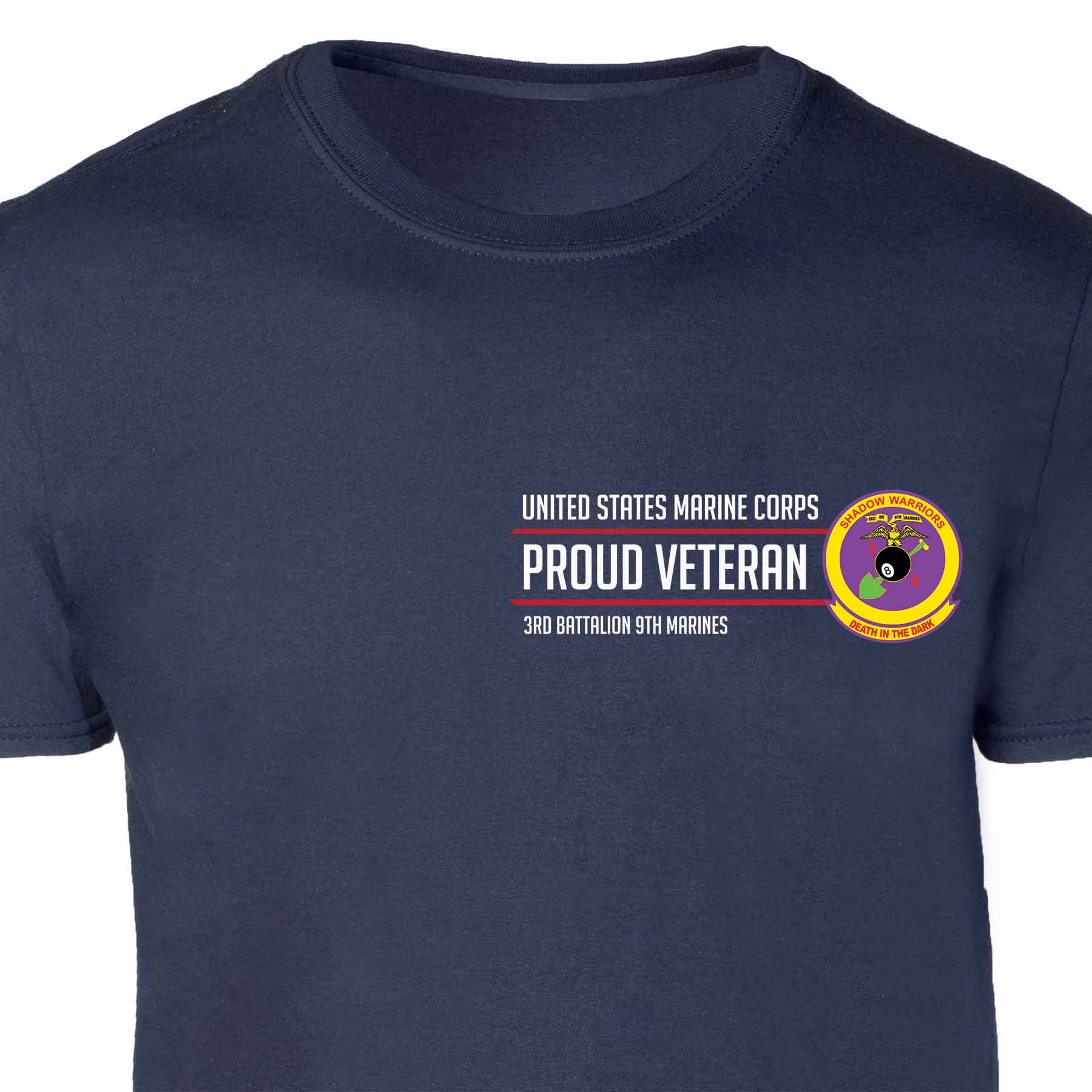 3rd Battalion 9th Marines Proud Veteran Patch Graphic T-shirt - Image 3
