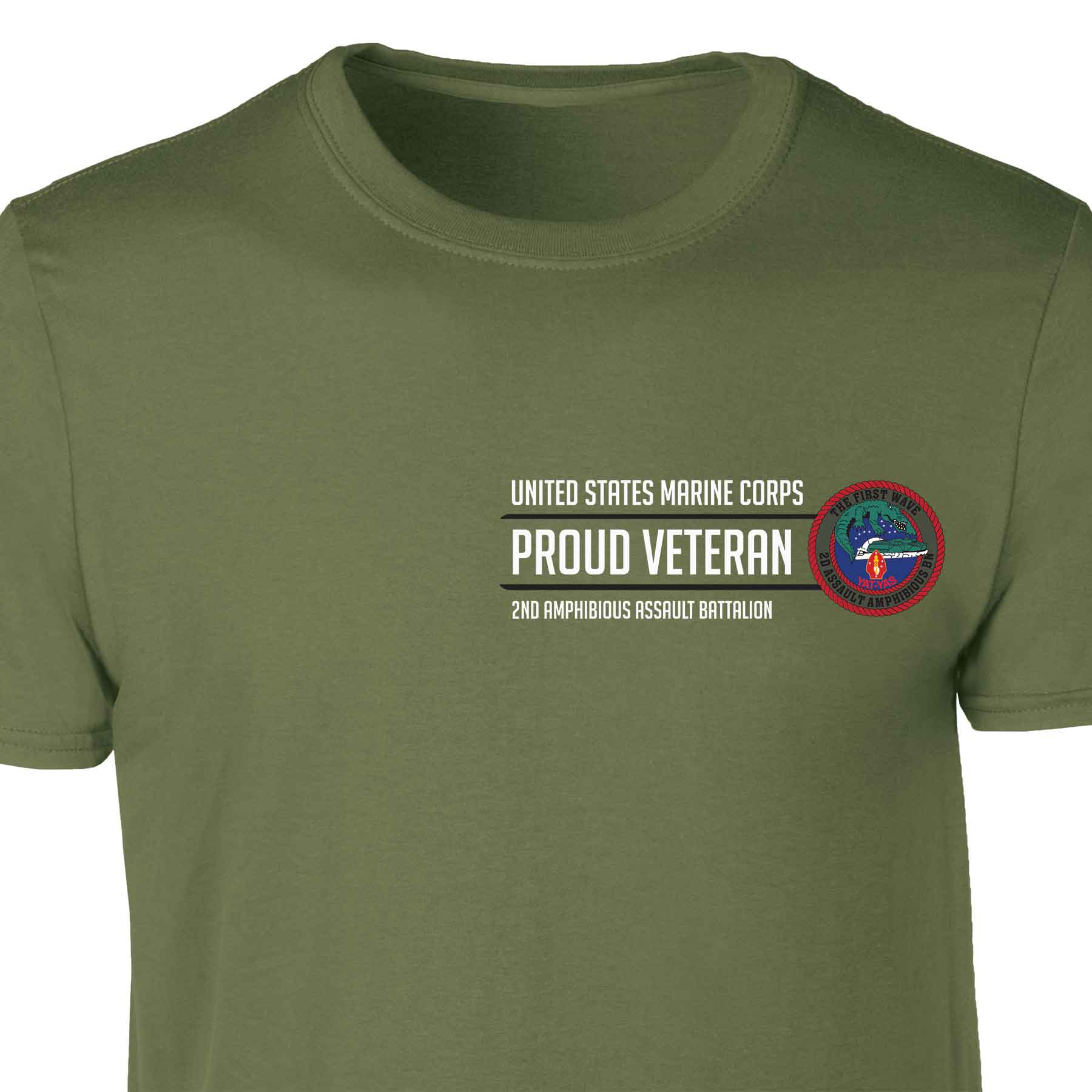 2nd Assualt Amphibious Bn Proud Veteran Patch Graphic T-shirt - Image 4