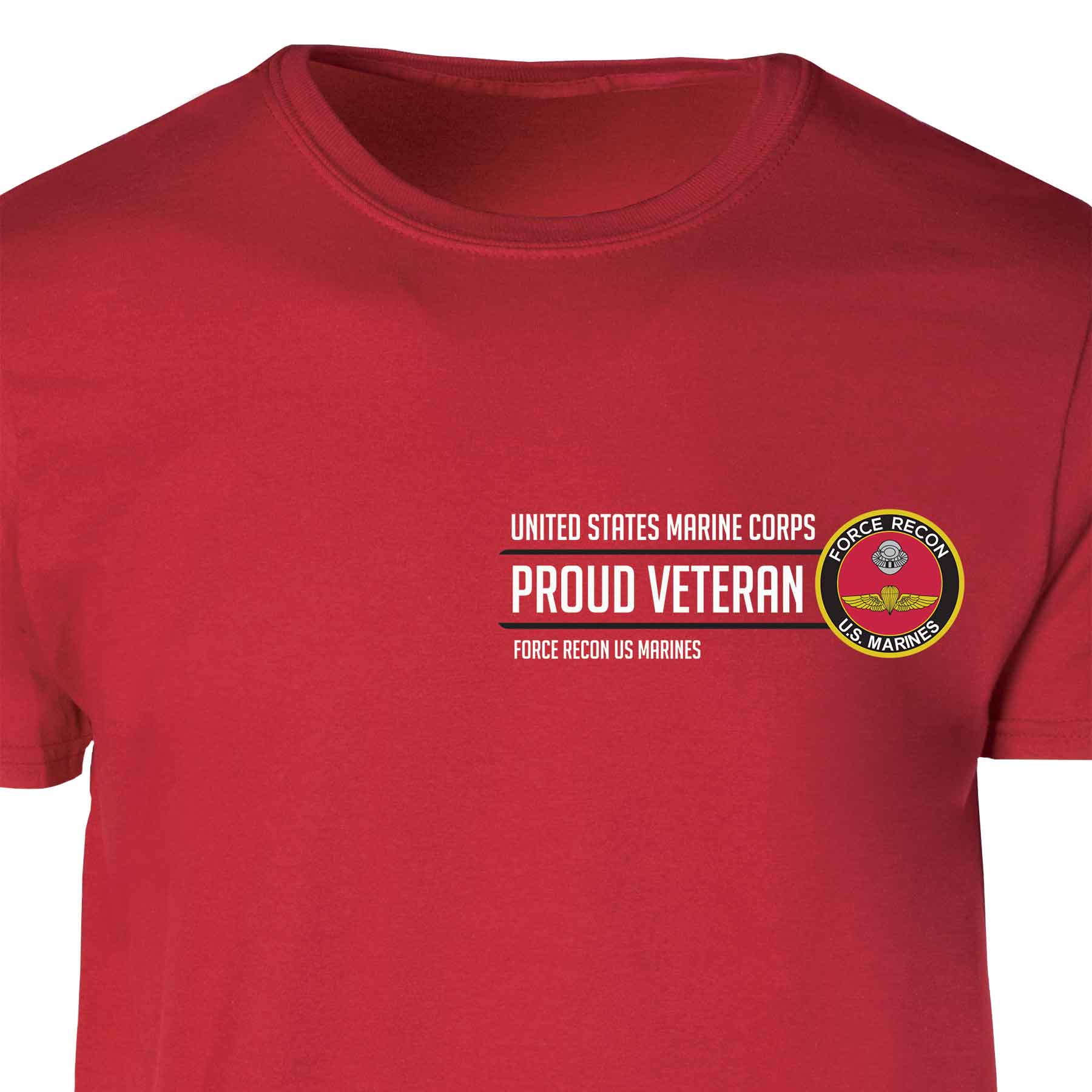 Force Recon US Marines Proud Veteran Patch Graphic T-shirt - Image 5