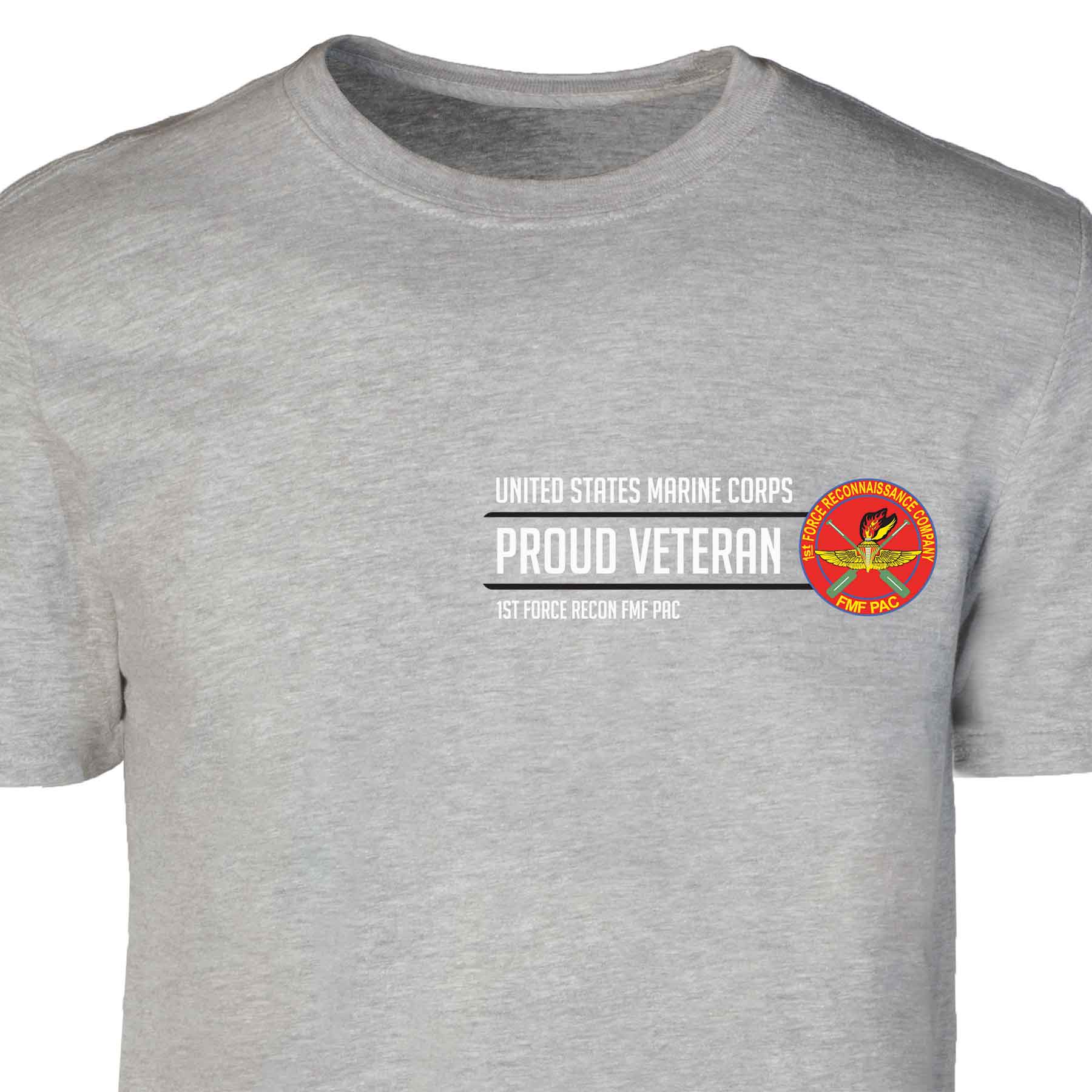 1st Force Recon FMF PAC Proud Veteran Patch Graphic T-shirt - Image 4