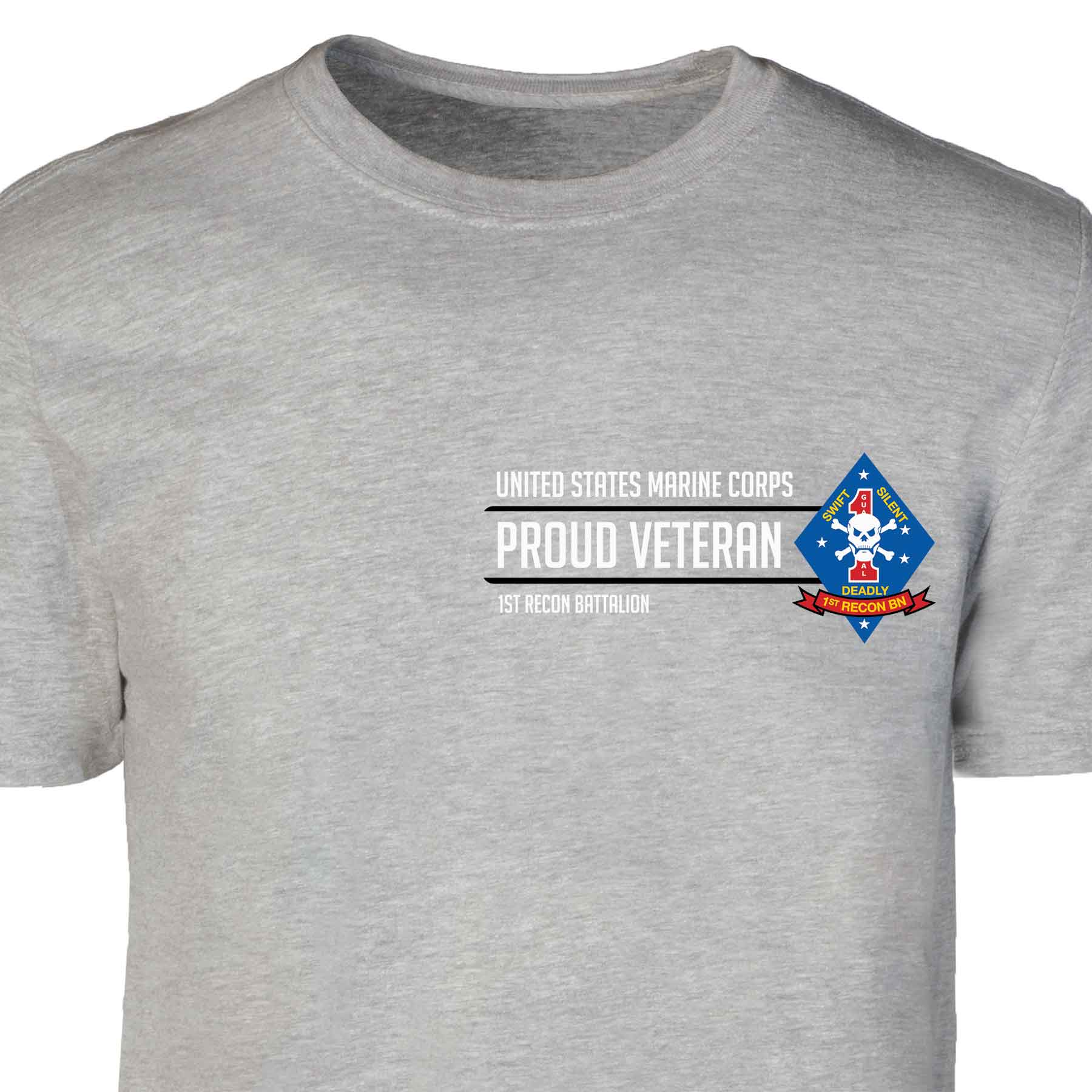 1st Recon Battalion Proud Veteran Patch Graphic T-shirt - Image 2