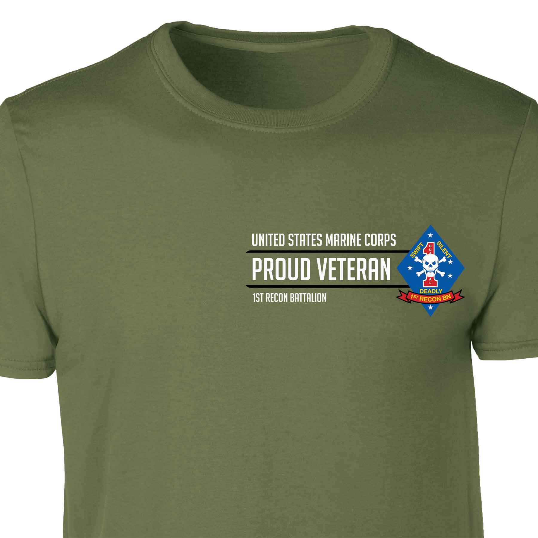 1st Recon Battalion Proud Veteran Patch Graphic T-shirt - Image 4