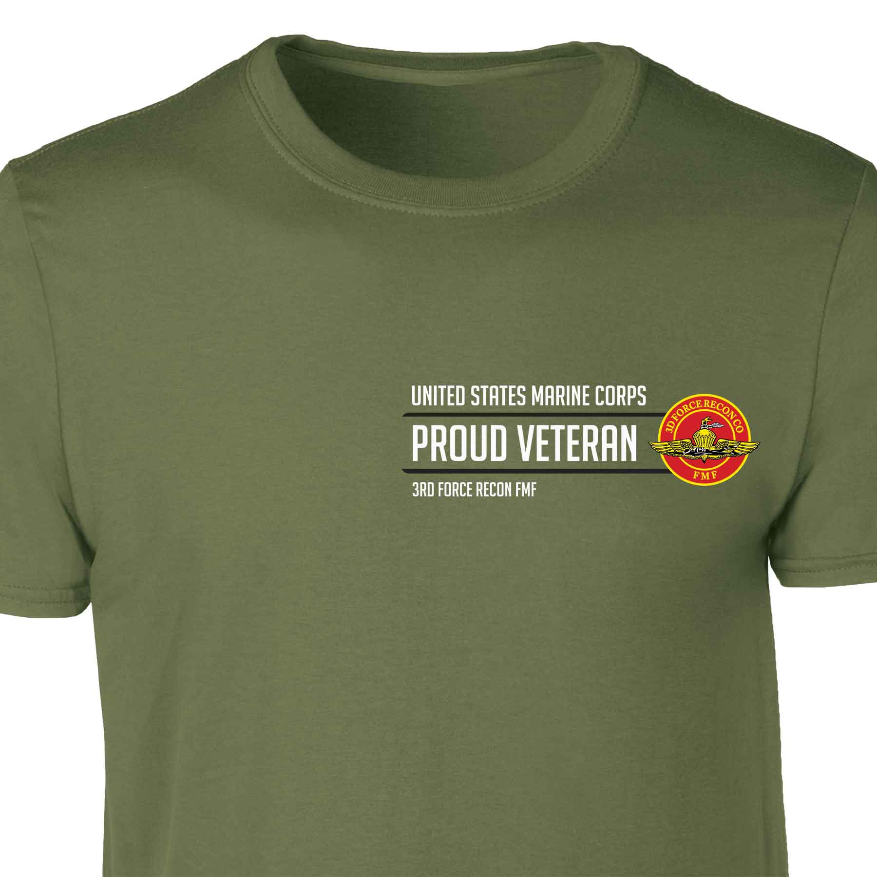 3rd Force Recon FMF Proud Veteran Patch Graphic T-shirt - Image 4
