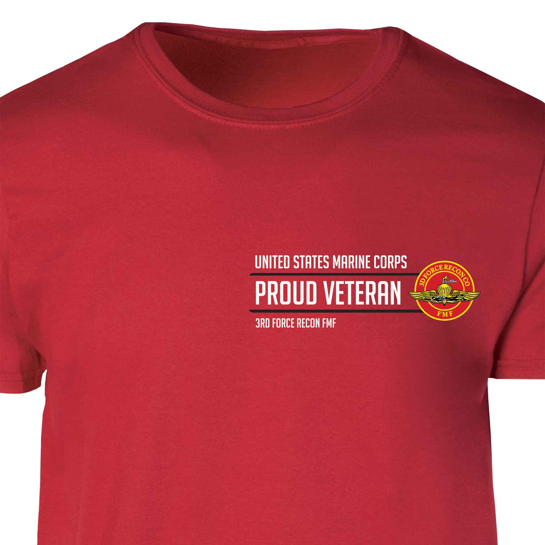 3rd Force Recon FMF Proud Veteran Patch Graphic T-shirt - Image 5