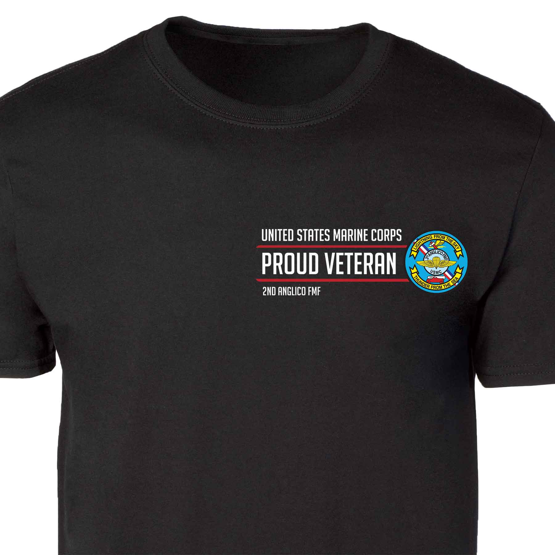 2D Anglico FMF Proud Veteran Patch Graphic T-shirt