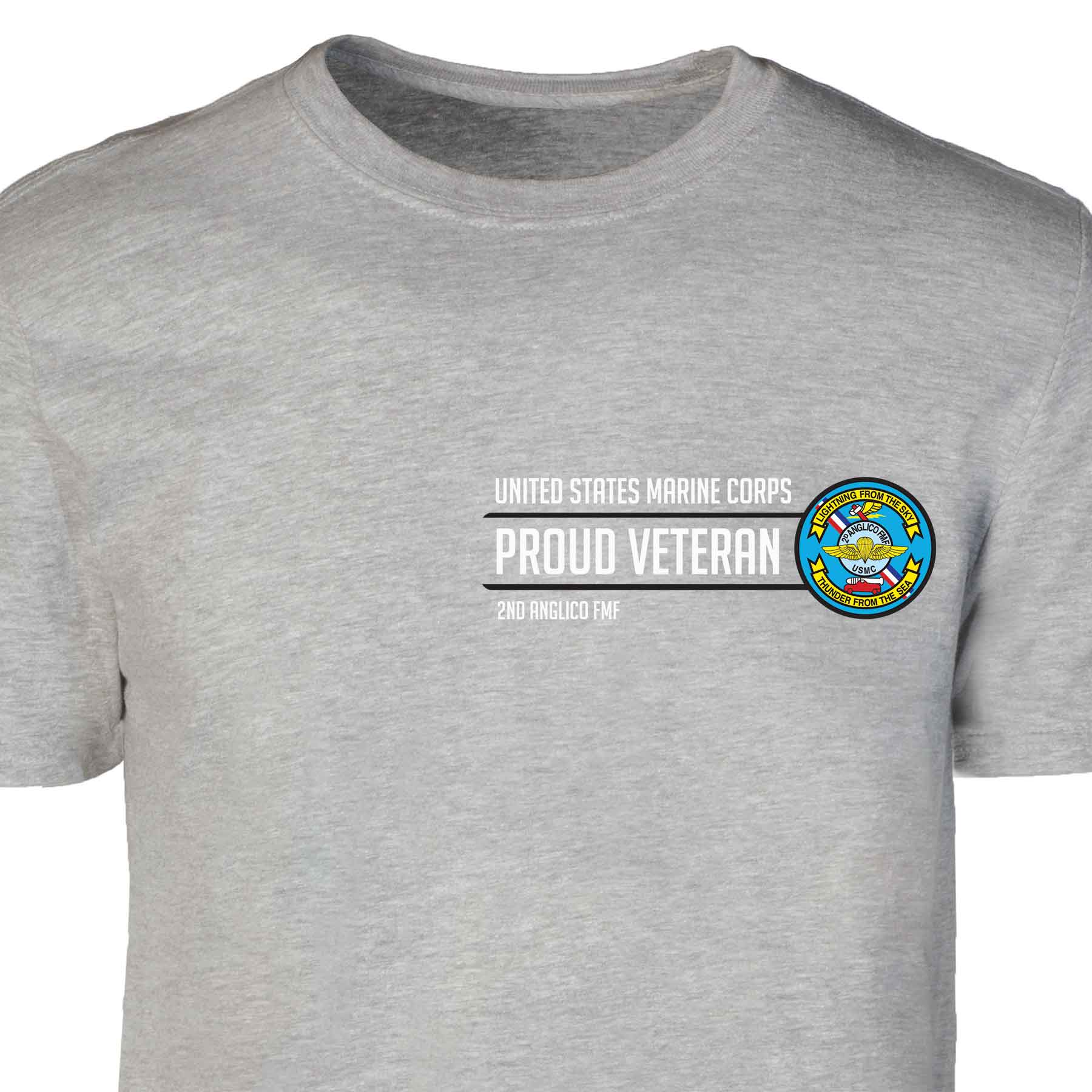2D Anglico FMF Proud Veteran Patch Graphic T-shirt - Image 2