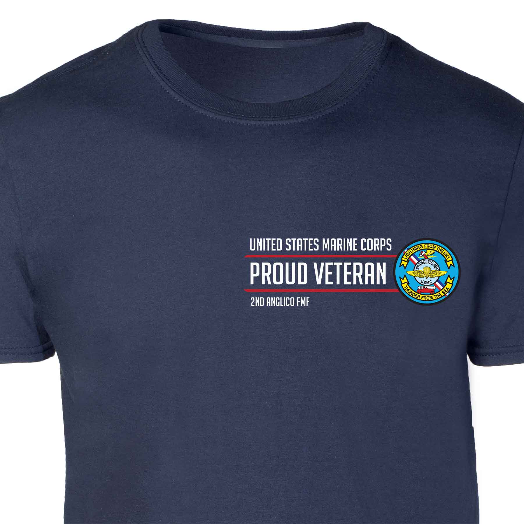 2D Anglico FMF Proud Veteran Patch Graphic T-shirt - Image 3