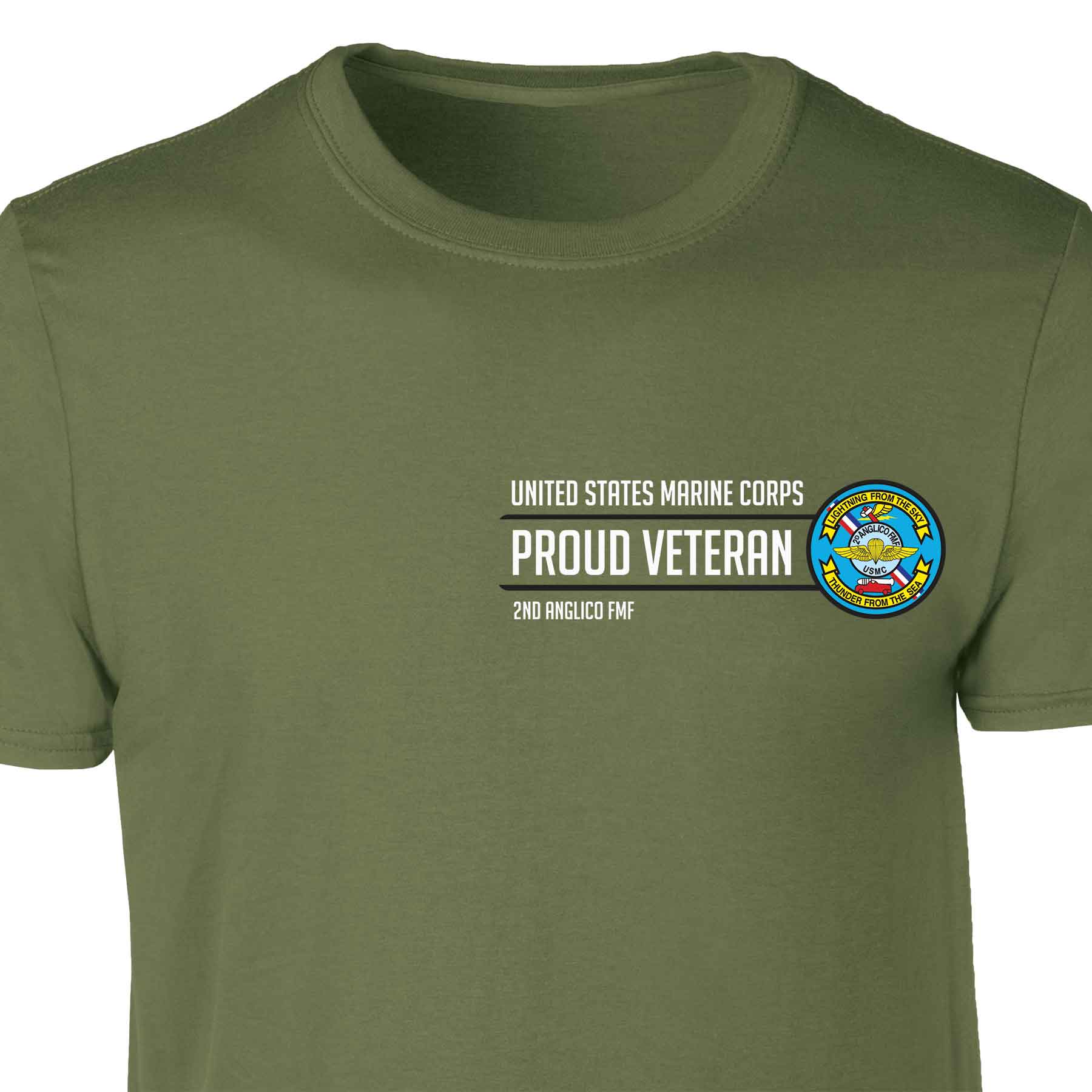 2D Anglico FMF Proud Veteran Patch Graphic T-shirt - Image 4