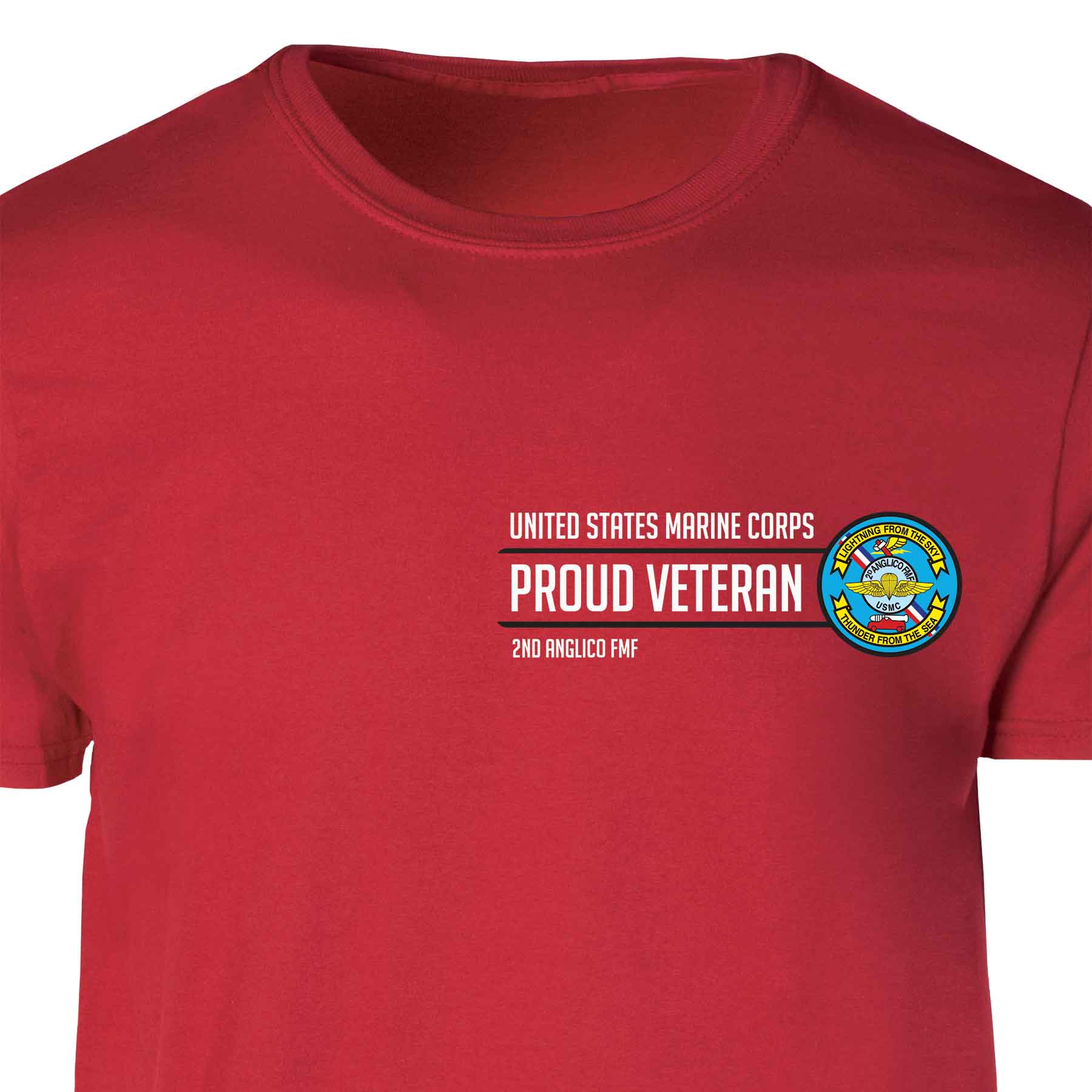 2D Anglico FMF Proud Veteran Patch Graphic T-shirt - Image 5