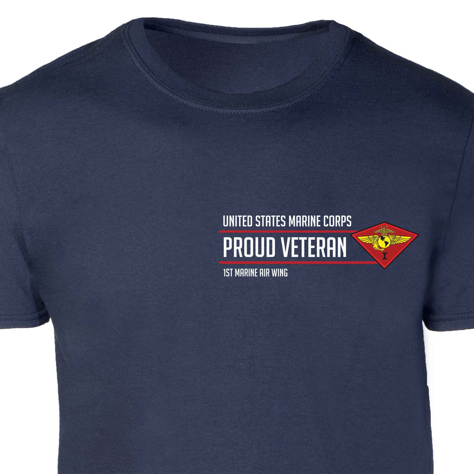 1st Marine Air Wing Proud Veteran Patch Graphic T-shirt - Image 3