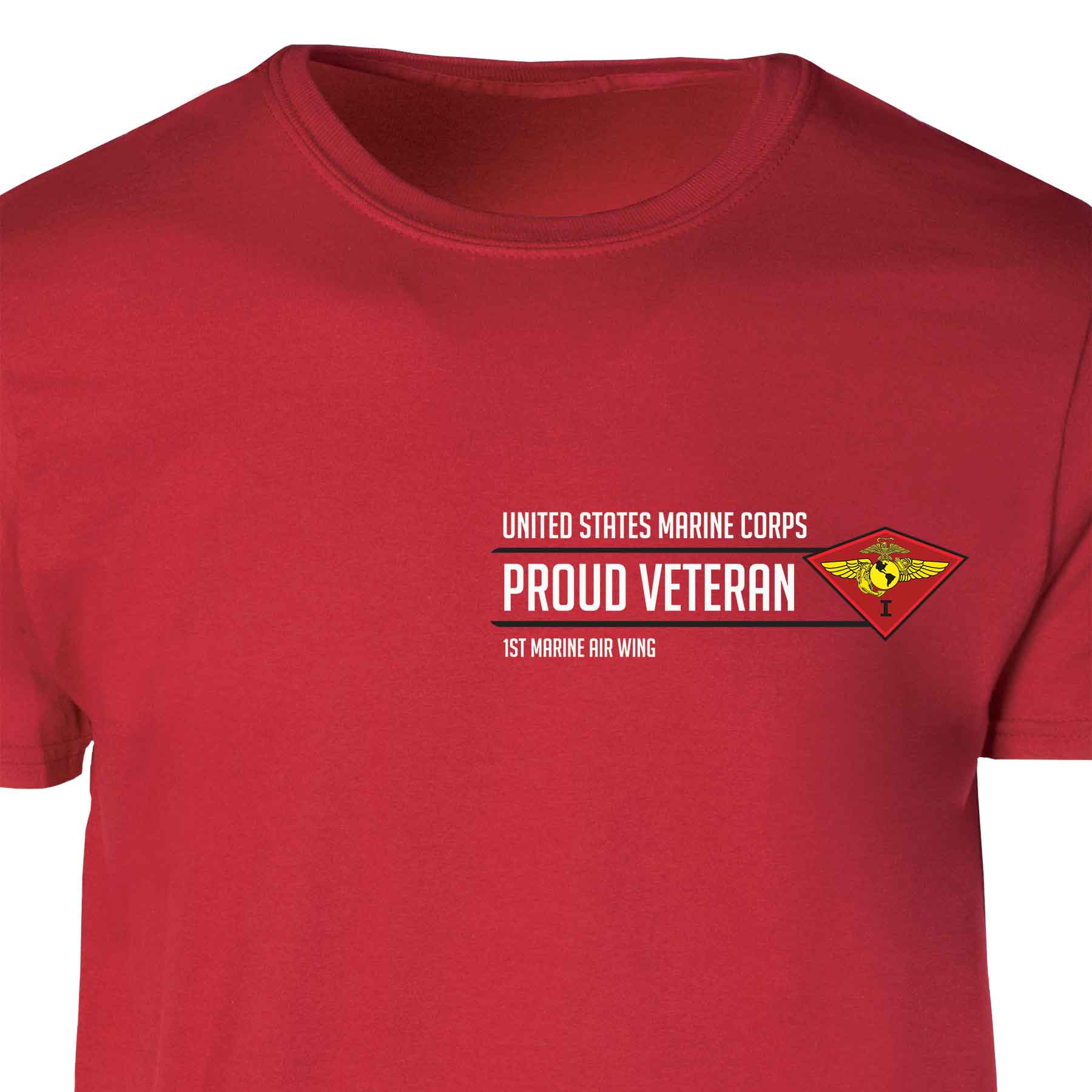 1st Marine Air Wing Proud Veteran Patch Graphic T-shirt - Image 5