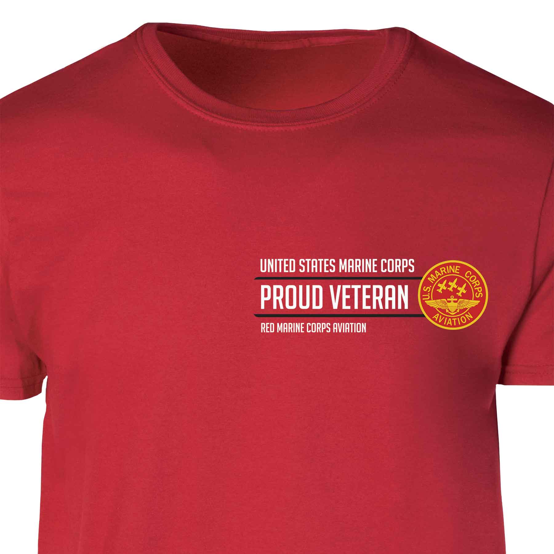 Red Marine Corps Aviation Proud Veteran Patch Graphic T-shirt - Image 5