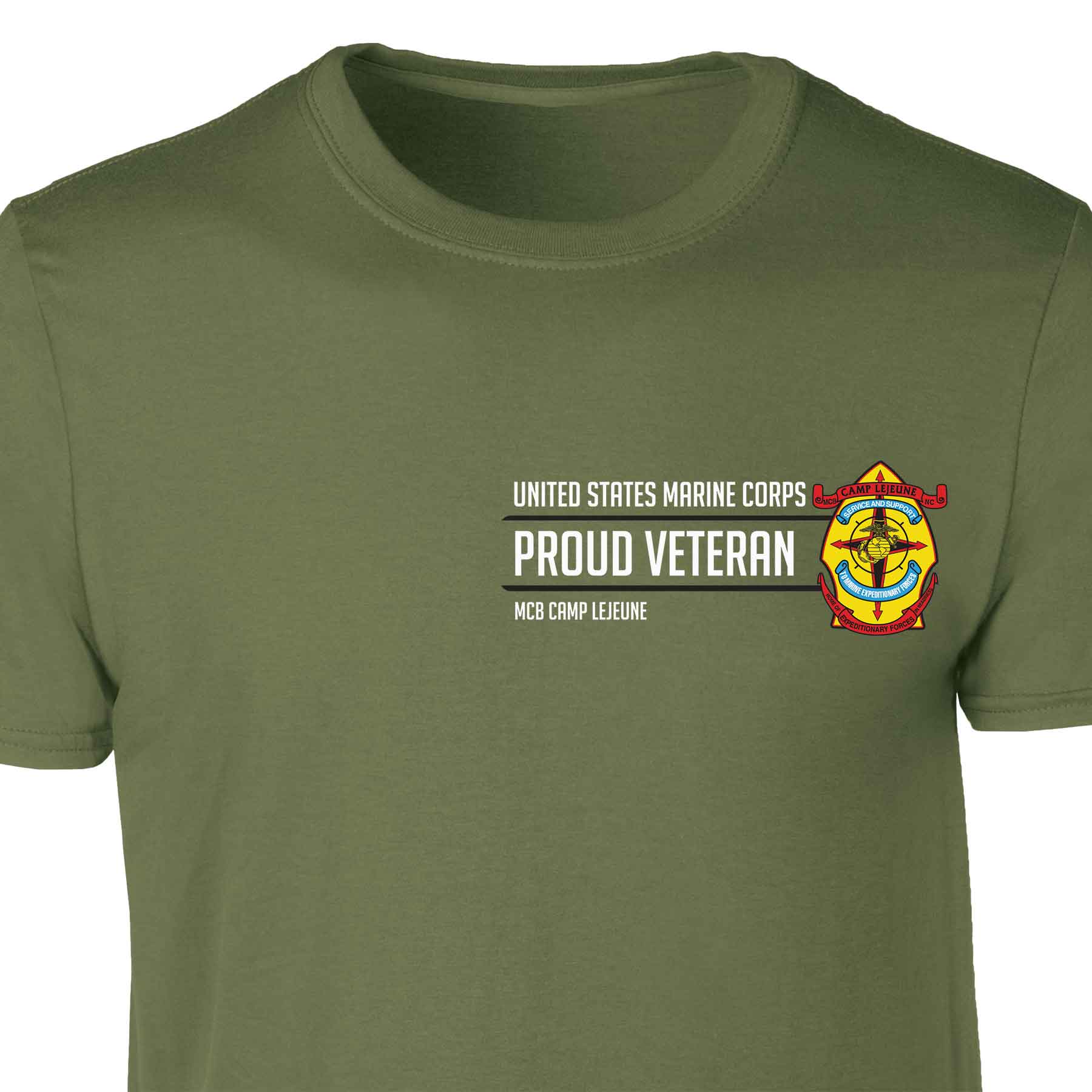 MCB Camp Lejeune Proud Veteran Patch Graphic T-shirt - Image 4