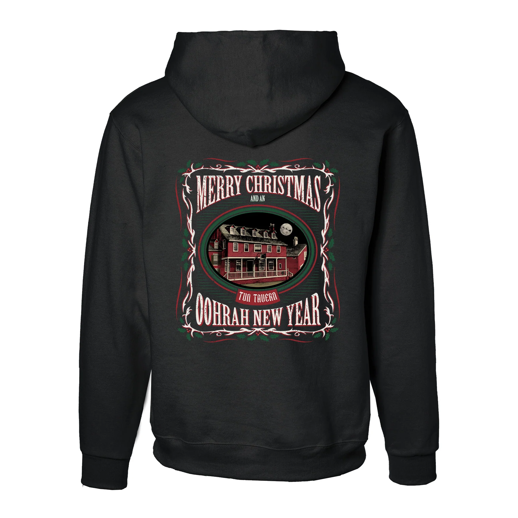USMC Tun Tavern Christmas Hoodie Back Design- Black - Image 3