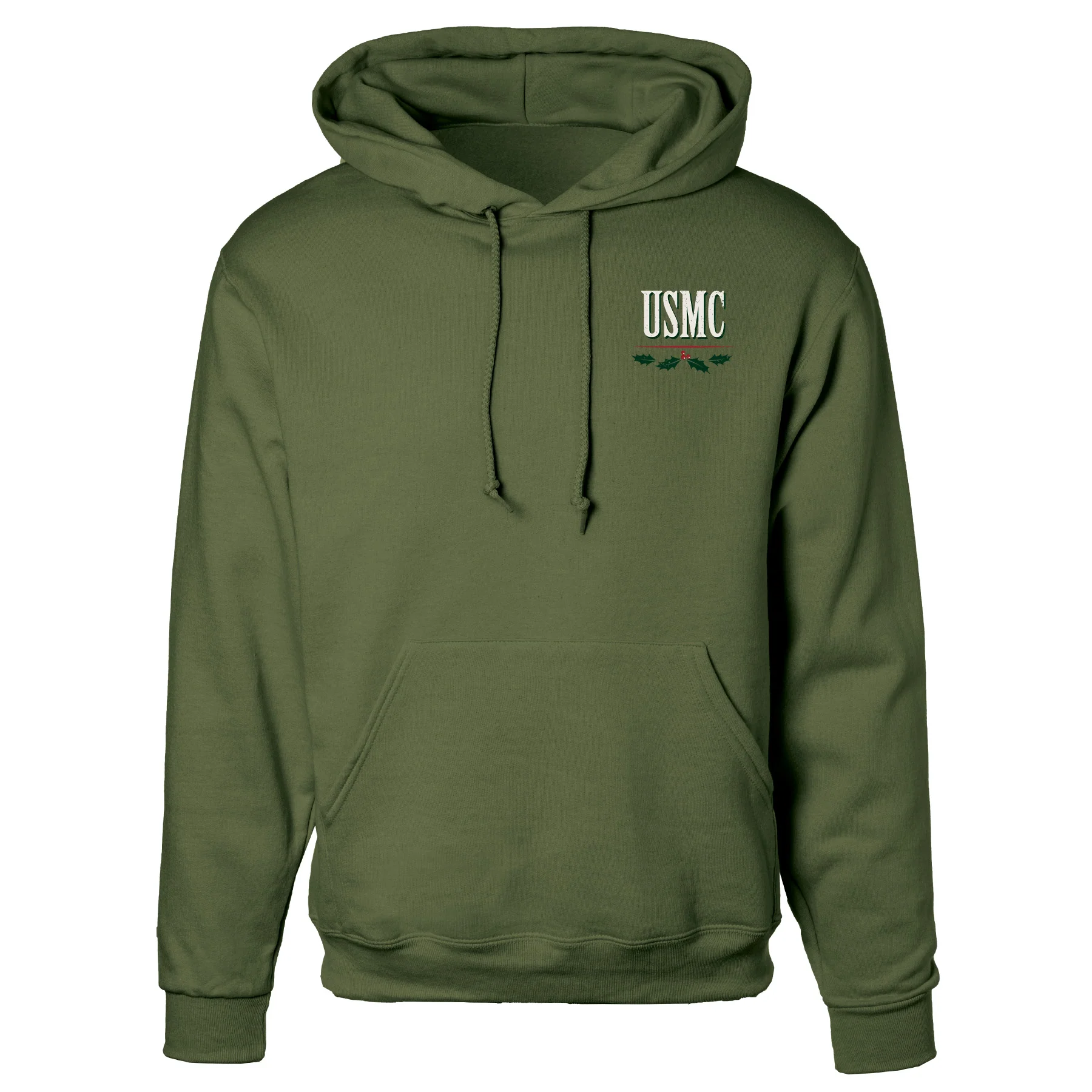 USMC Tun Tavern Christmas Hoodie Back Design- OD Green - Image 5