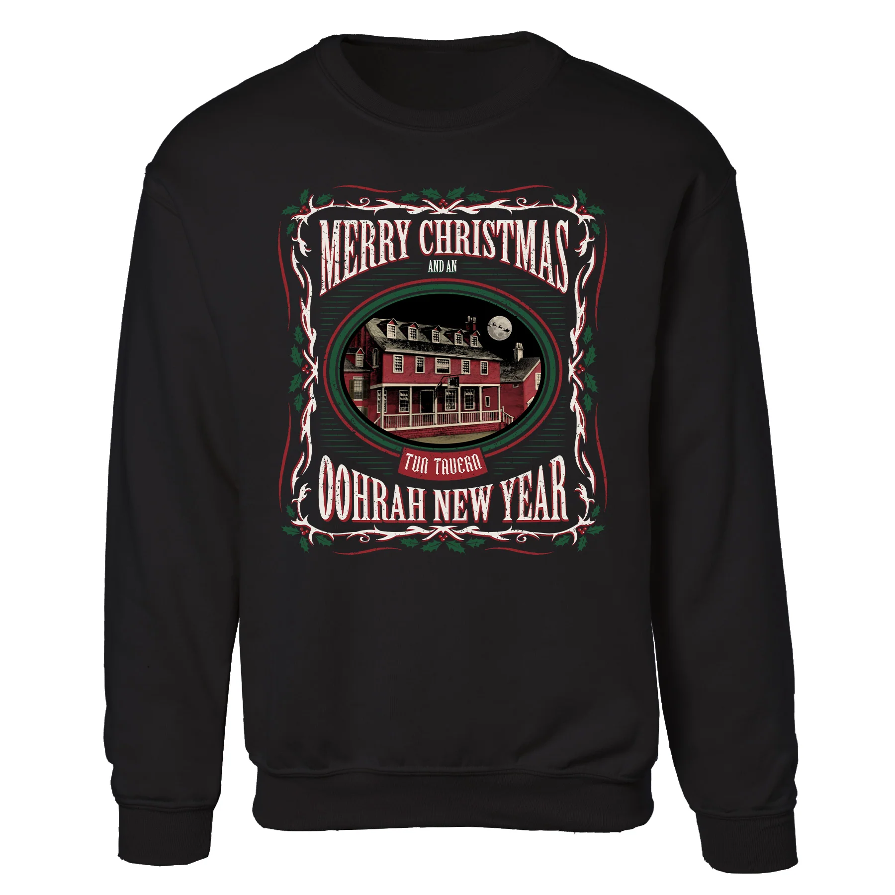 USMC Tun Tavern Christmas Sweatshirt- Black