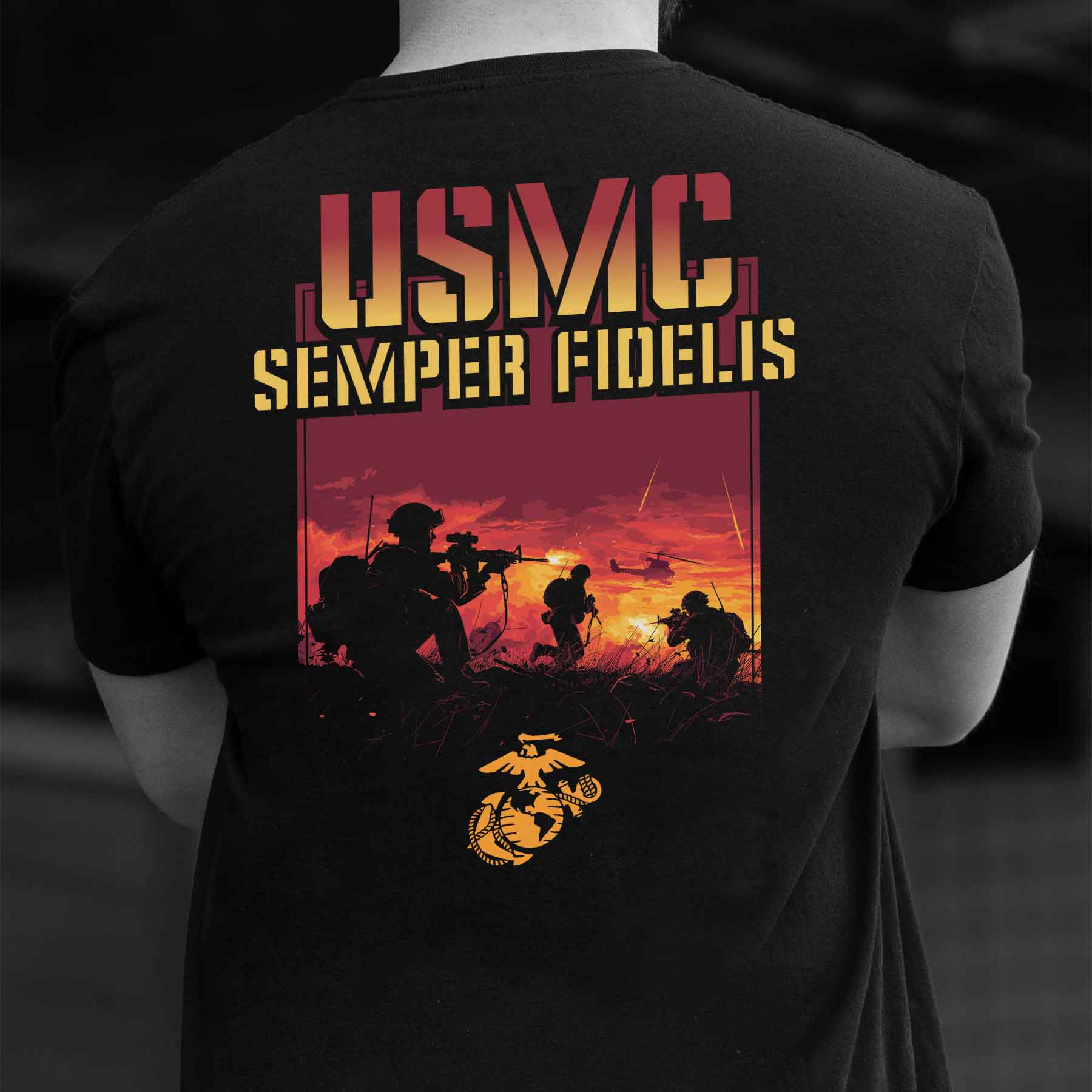 USMC Semper Fi Battle T-shirt- Back Design - Image 6