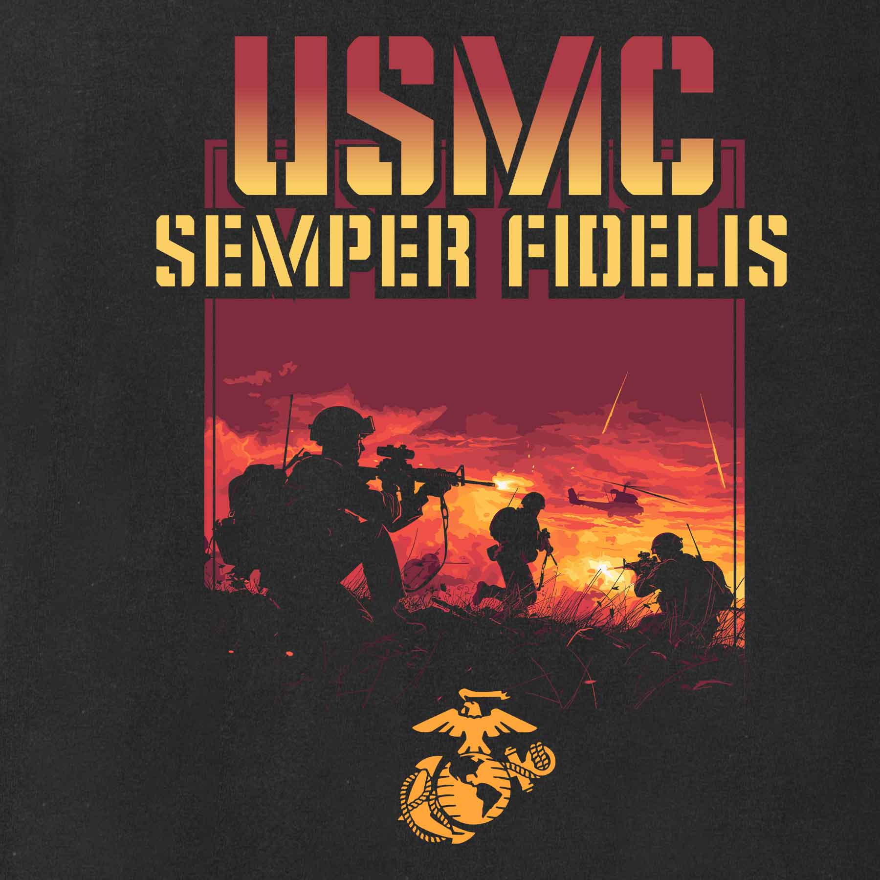 USMC Semper Fi Battle T-shirt- Back Design - Image 7