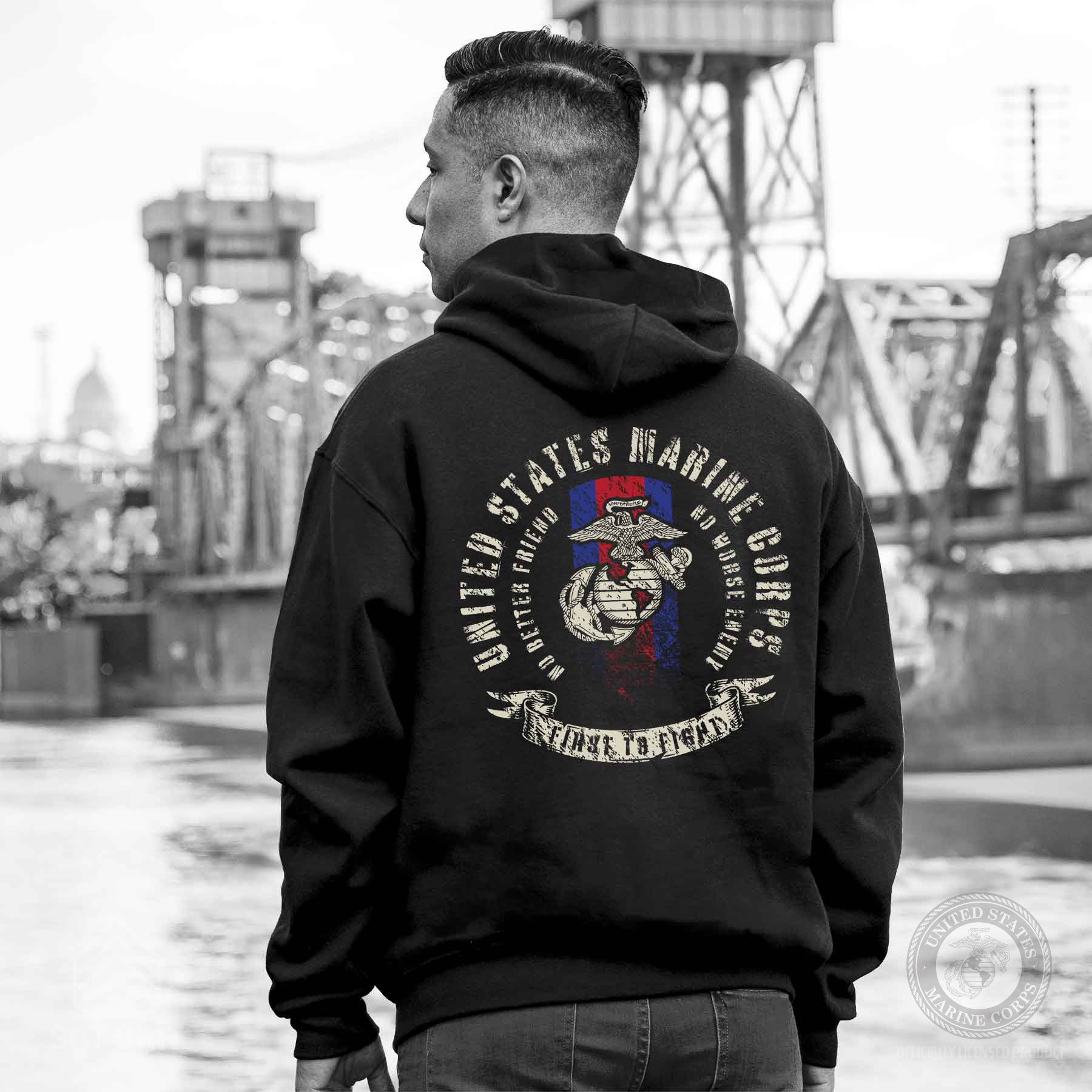 USMC Blood Stripe EGA Hoodie - Image 2