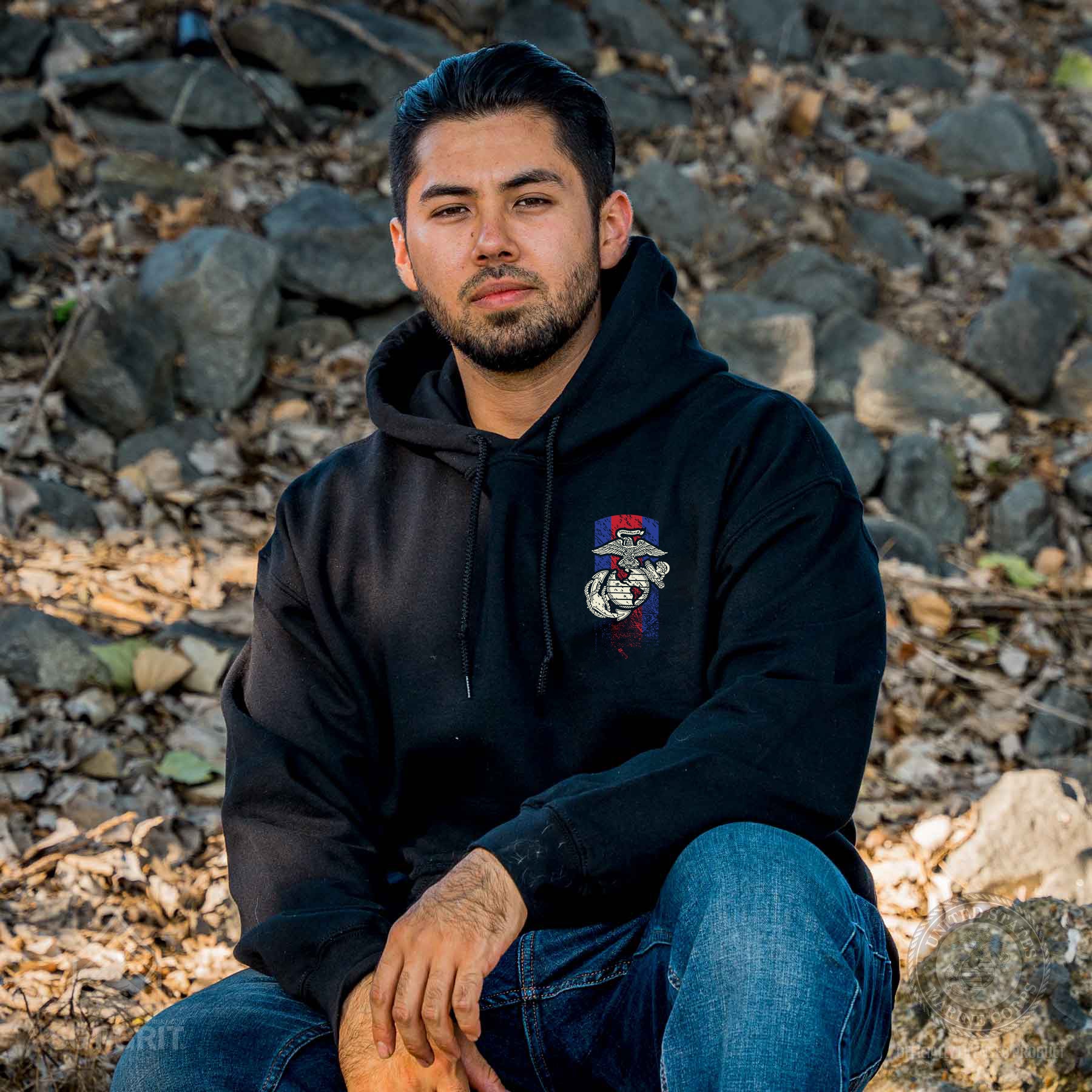 USMC Blood Stripe EGA Hoodie - Image 4