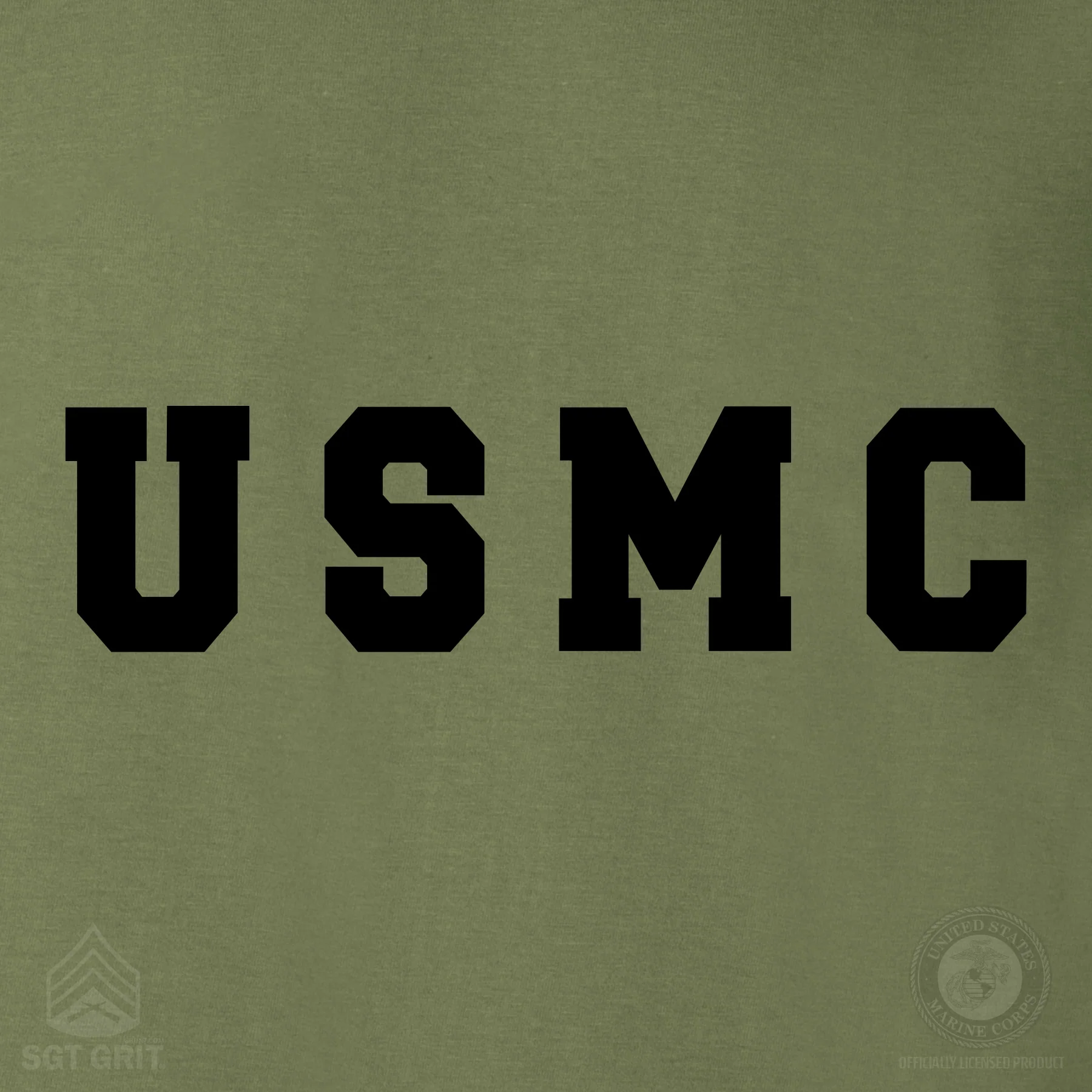 USMC Bold Letters T-Shirt- OD Green - Image 3