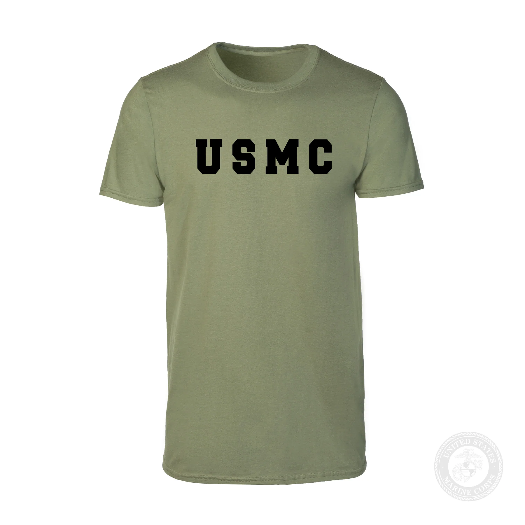 USMC Bold Letters T-Shirt- OD Green - Image 4