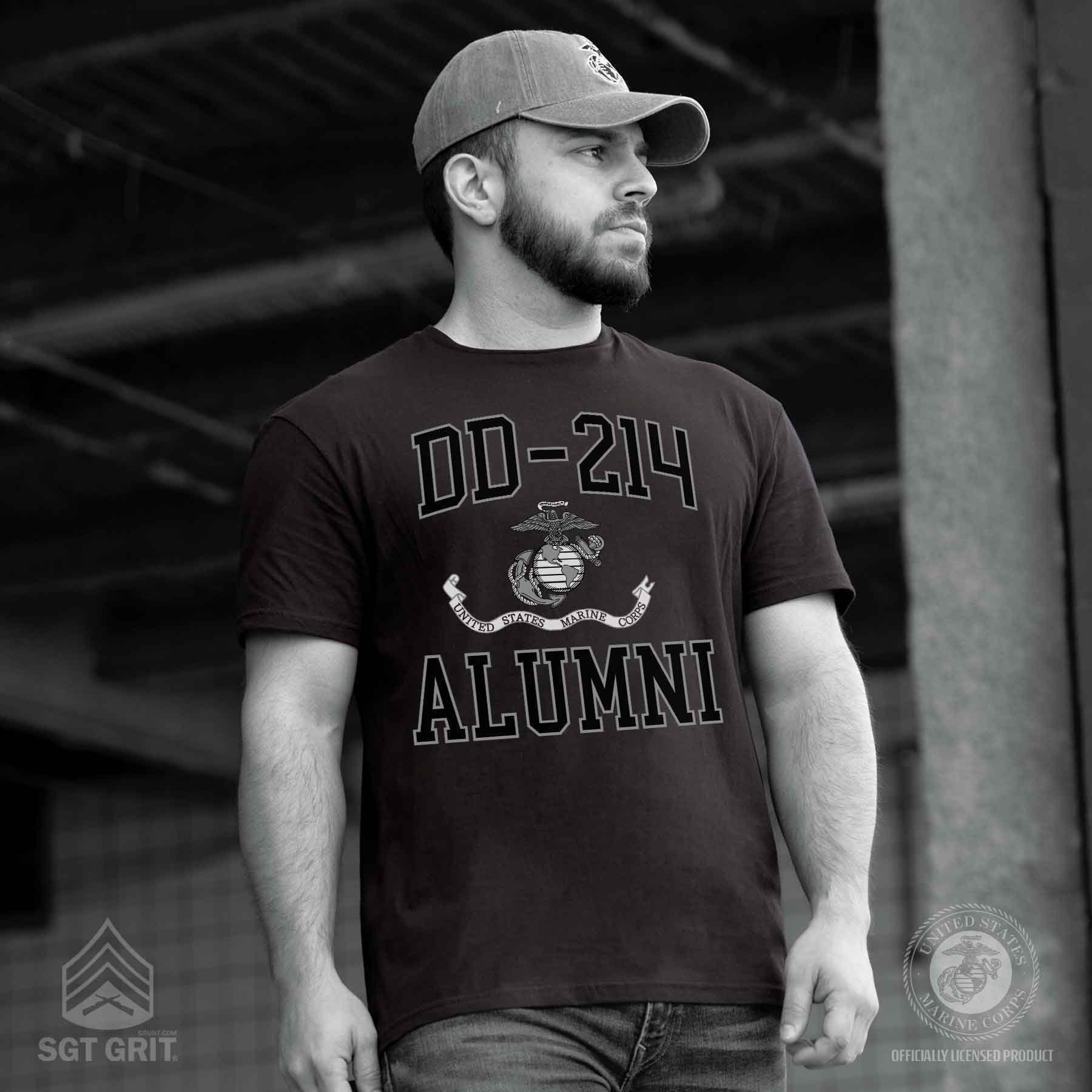 USMC DD-214 Alumni T-shirt, Black - Image 2