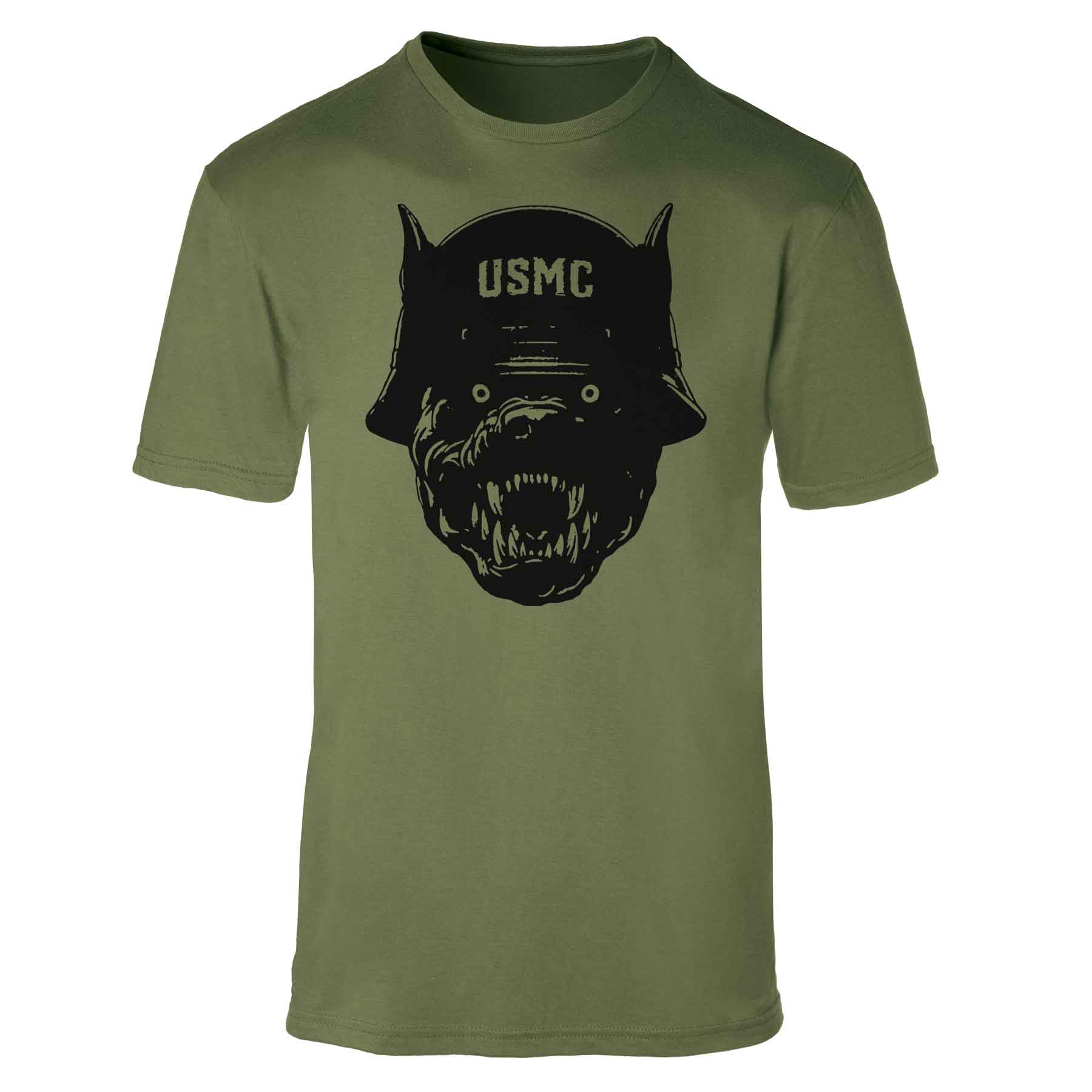 USMC Devil Dog Helmet T-shirt - OD Green - Image 4