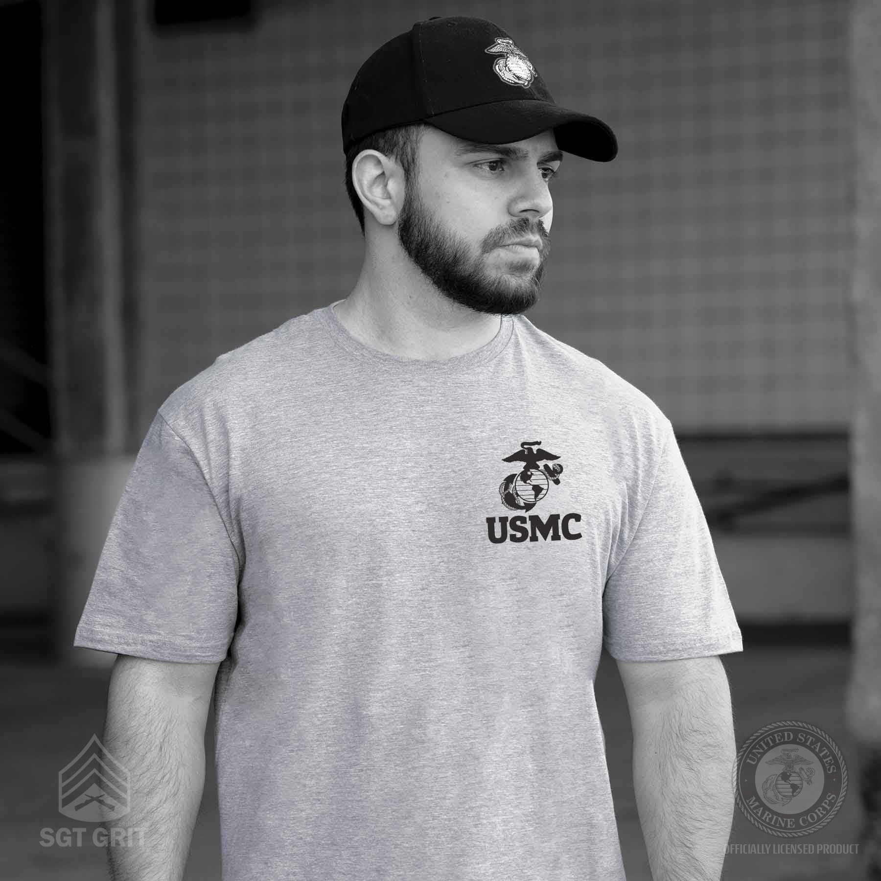 USMC Eagle, Globe, and Anchor T-Shirt – Gray - Image 2
