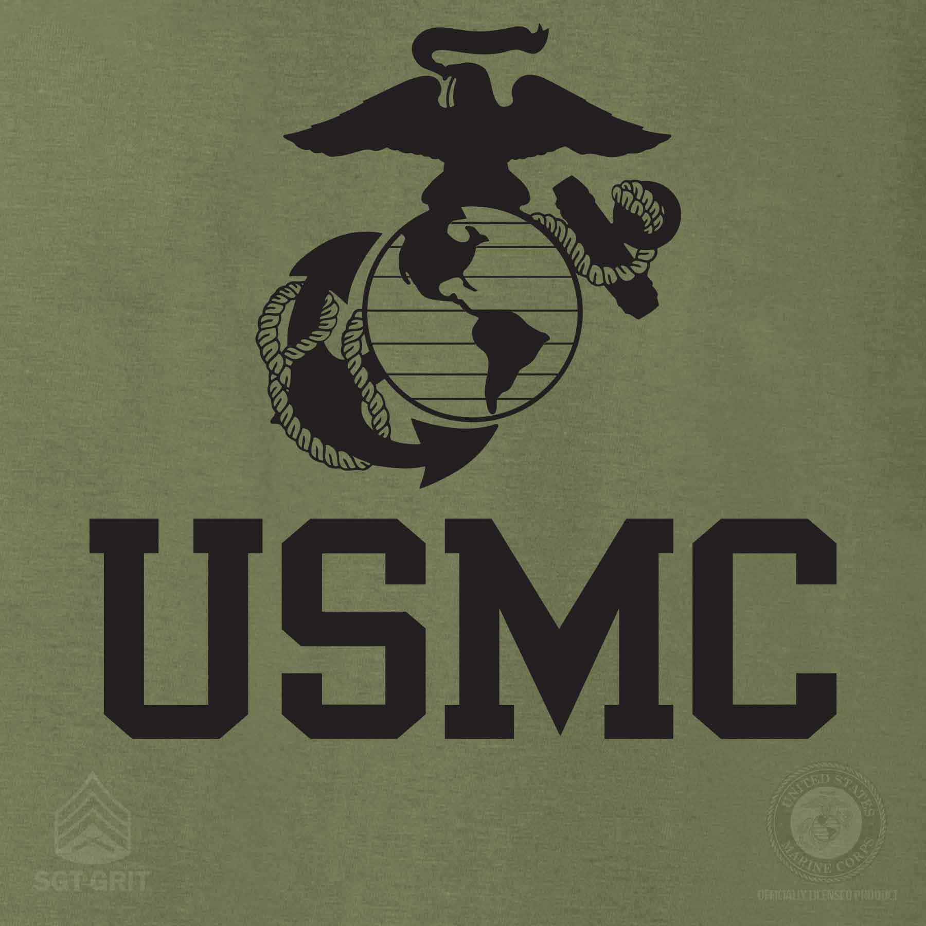 USMC Eagle, Globe, and Anchor T-Shirt – OD Green - Image 3