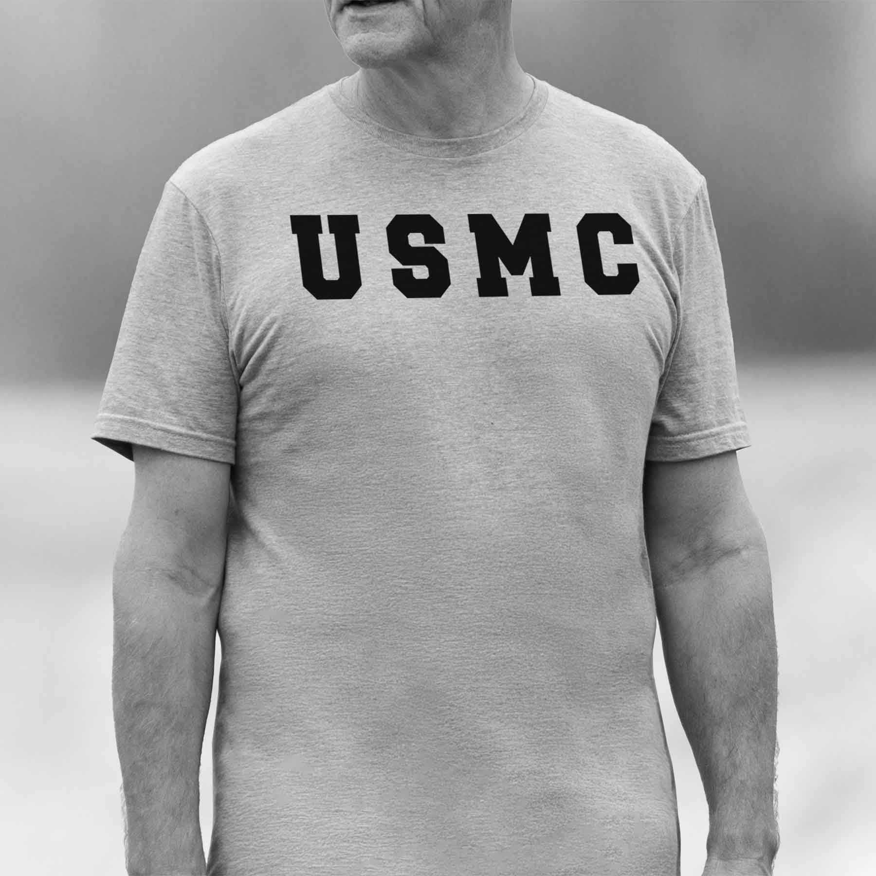 USMC Bold Letters T-Shirt- Gray - Image 2