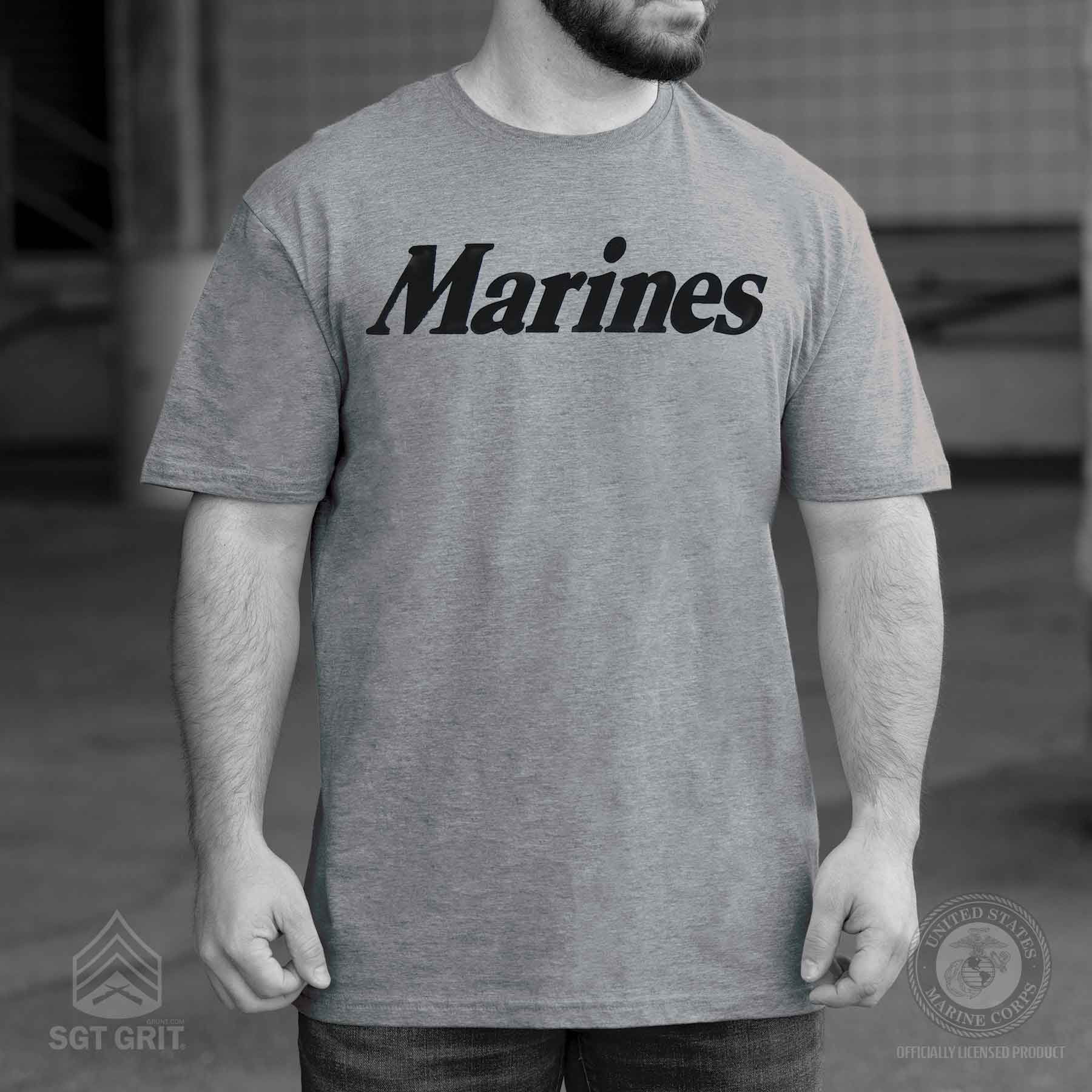 U.S. Marines Classic Gray T-shirt Screen Printed - Image 3