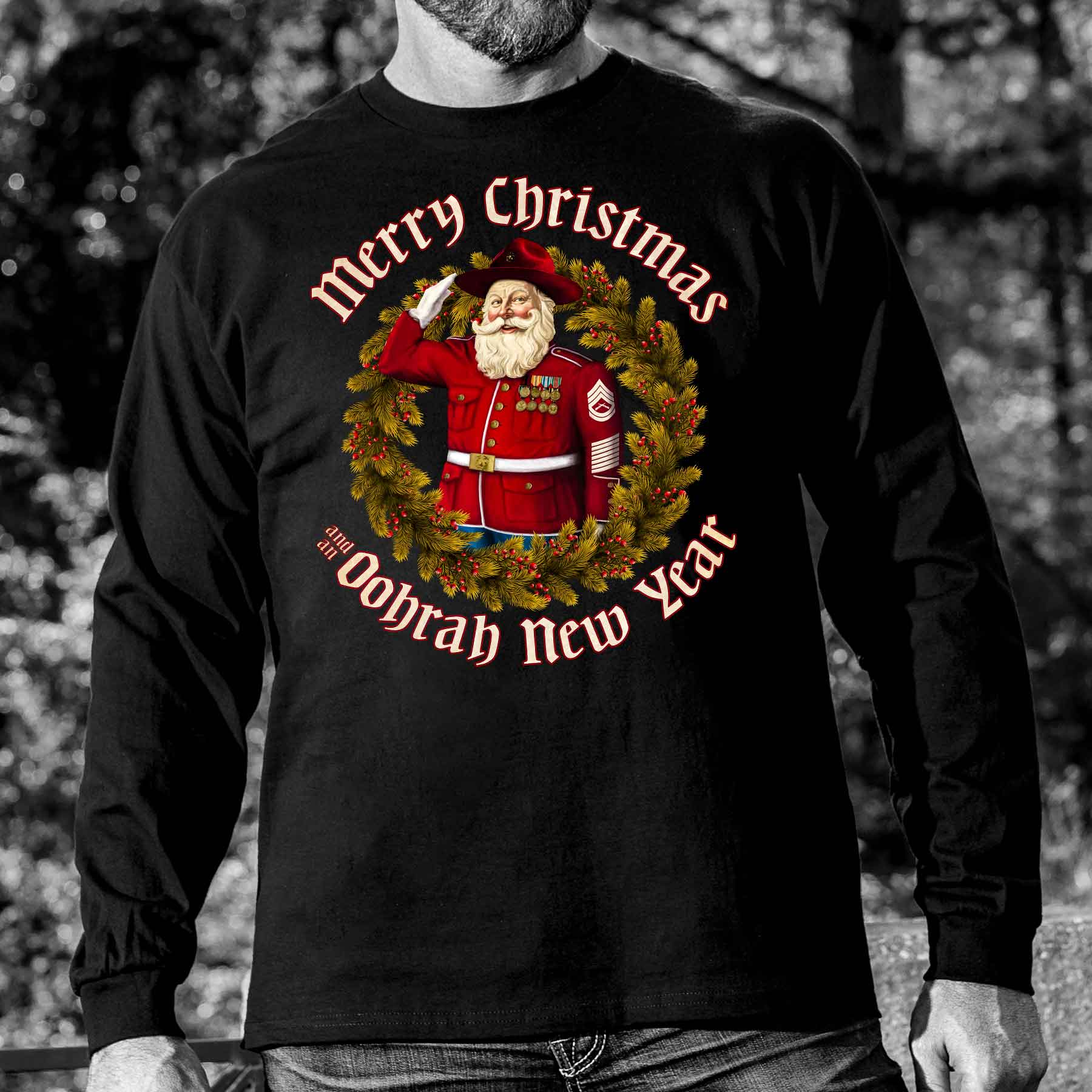 USMC Merry Christmas and an Oohrah New Year Long Sleeve - Image 2