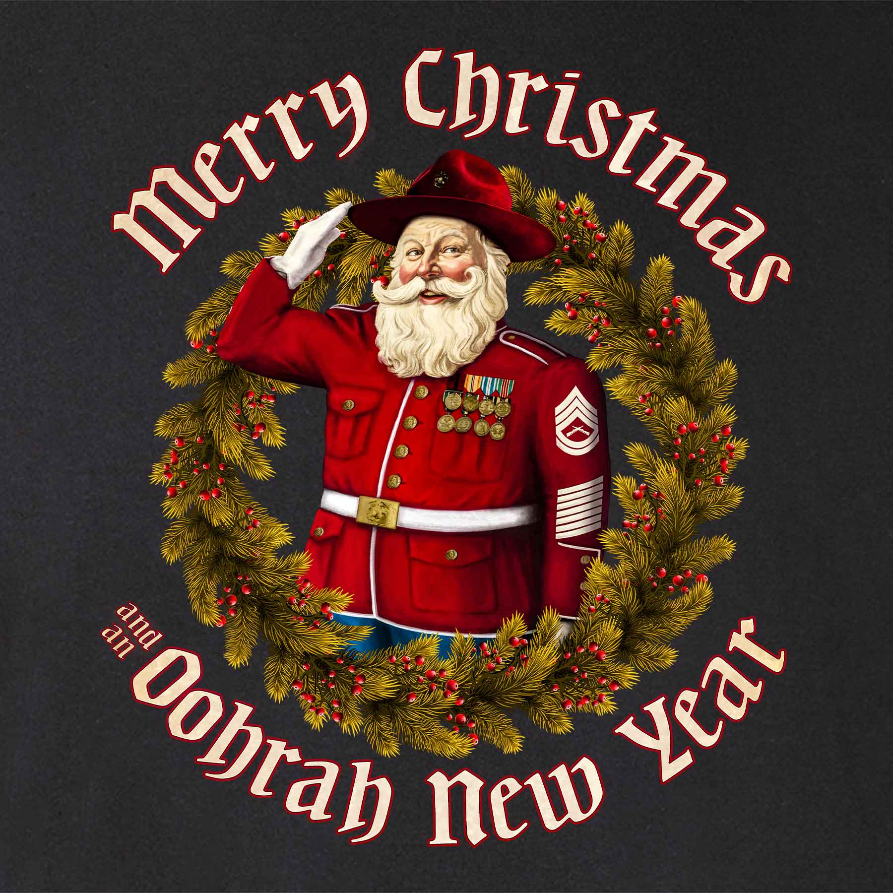 USMC Merry Christmas and an Oohrah New Year T-shirt - Image 3