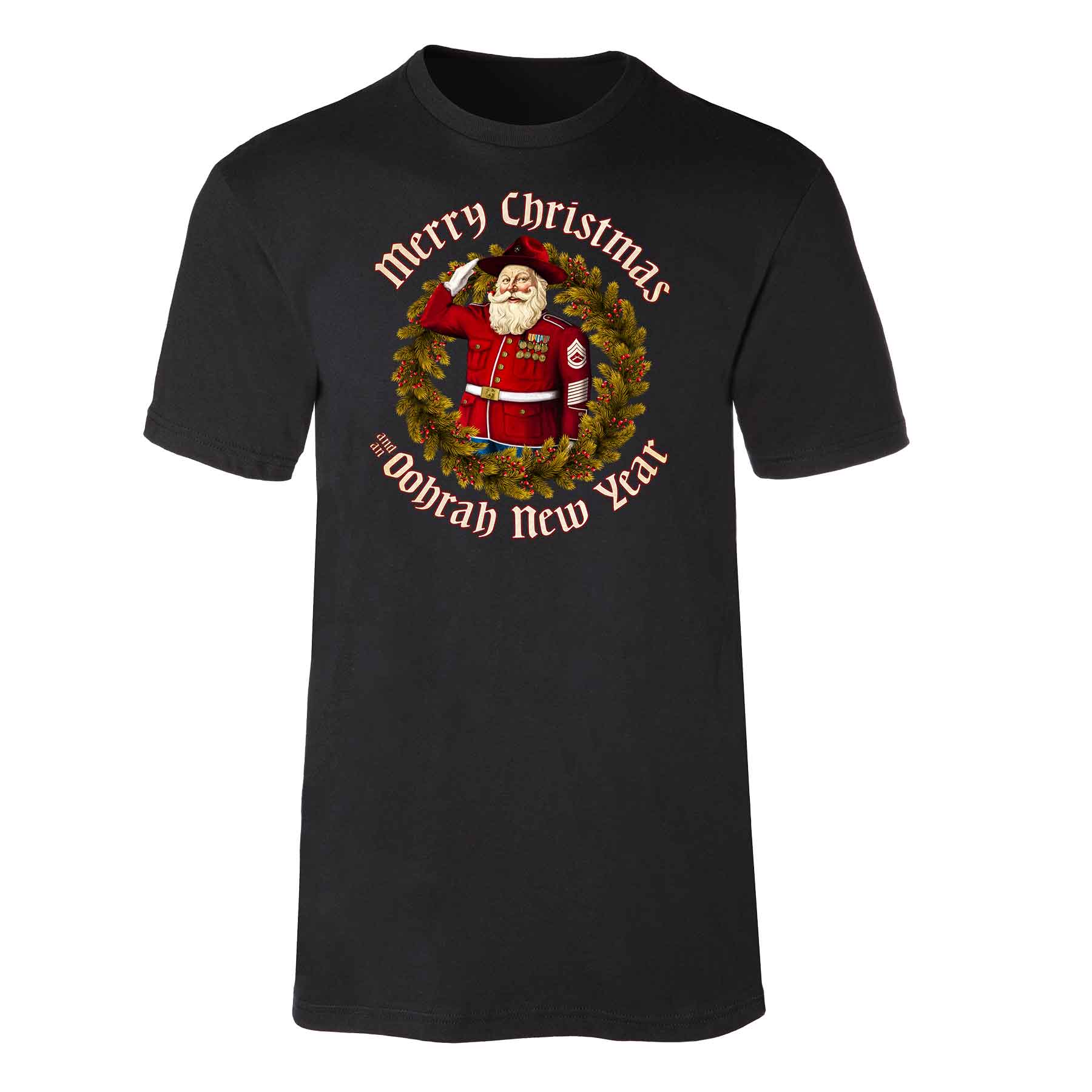 USMC Merry Christmas and an Oohrah New Year T-shirt - Image 4
