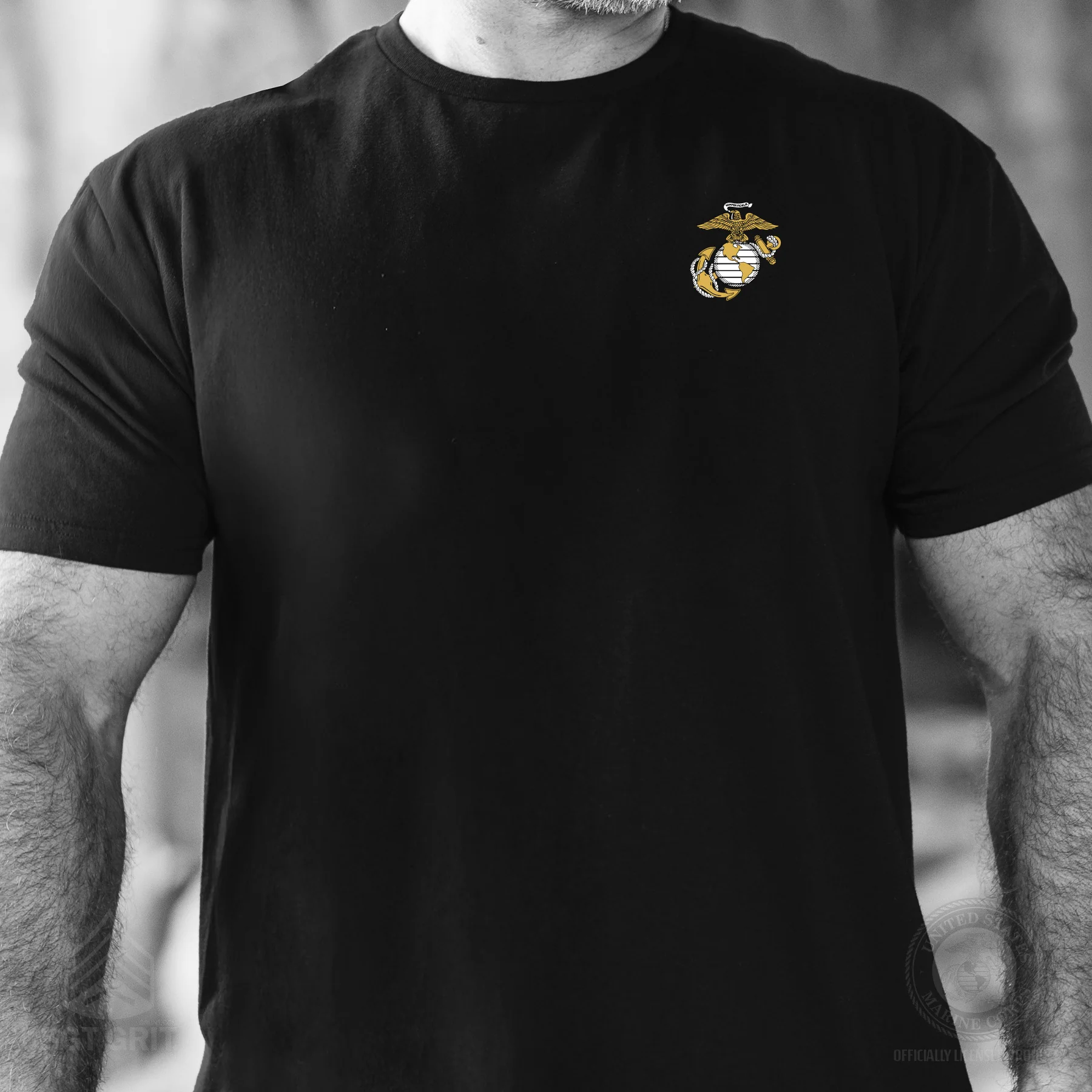 USMC 'Never Underestimate an Old Marine' T-shirt- Back Design - Image 4