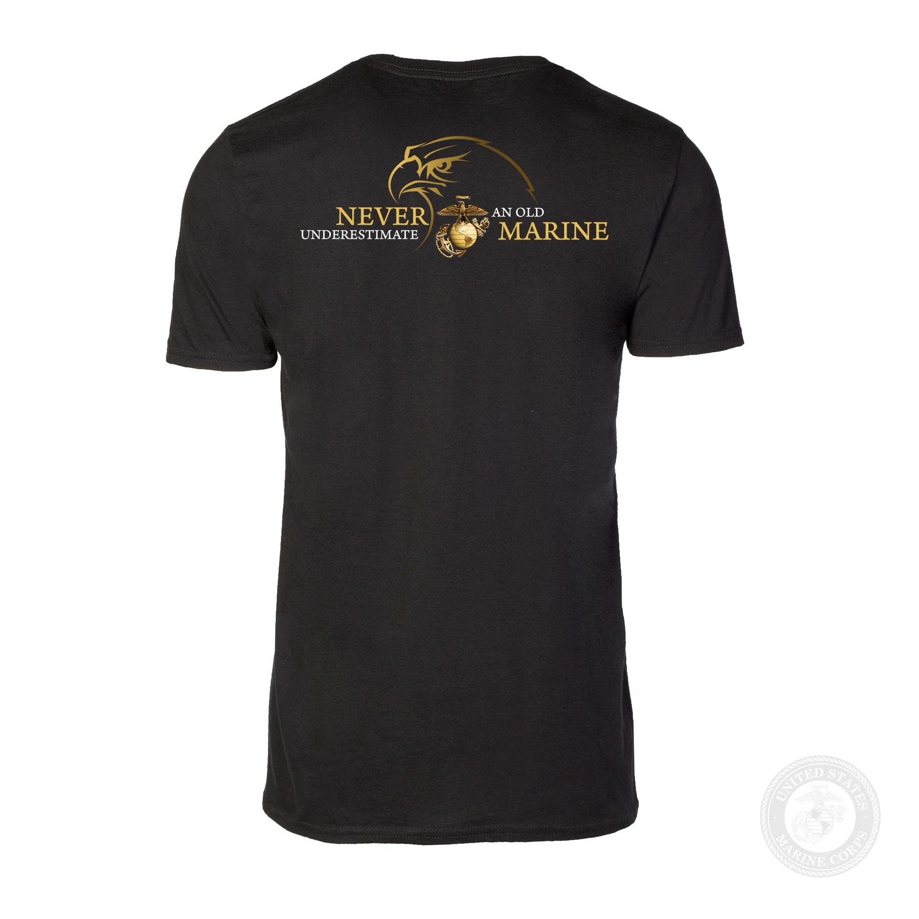 USMC 'Never Underestimate an Old Marine' T-shirt- Back Design - Image 5