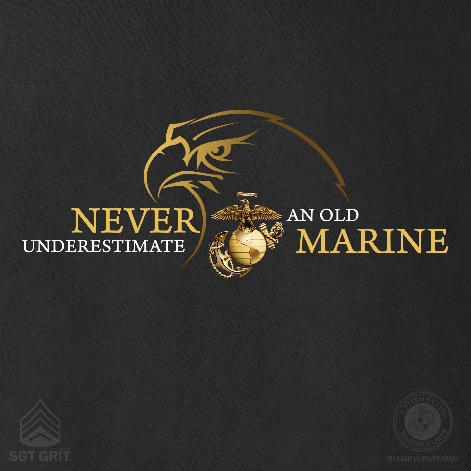 USMC 'Never Underestimate an Old Marine' T-shirt- Back Design - Image 6