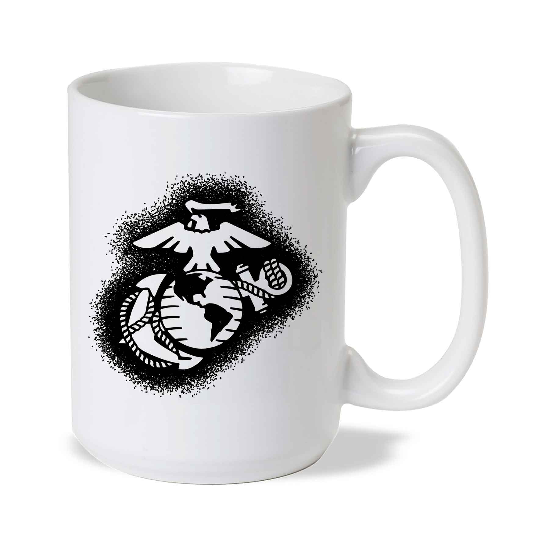 USMC Eagle, Globe, and Anchor Painted Mug- Black