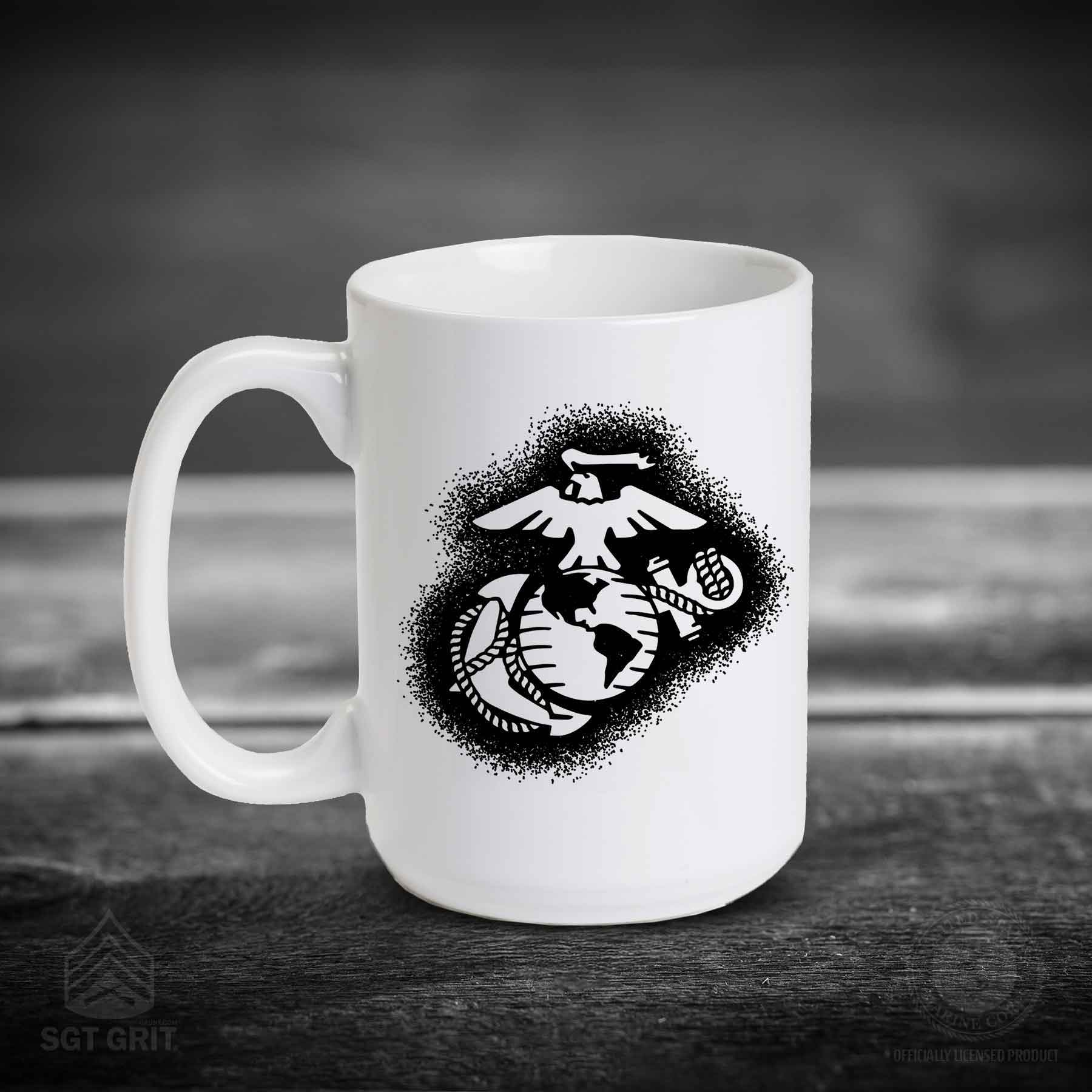 USMC Eagle, Globe, and Anchor Painted Mug- Black - Image 2