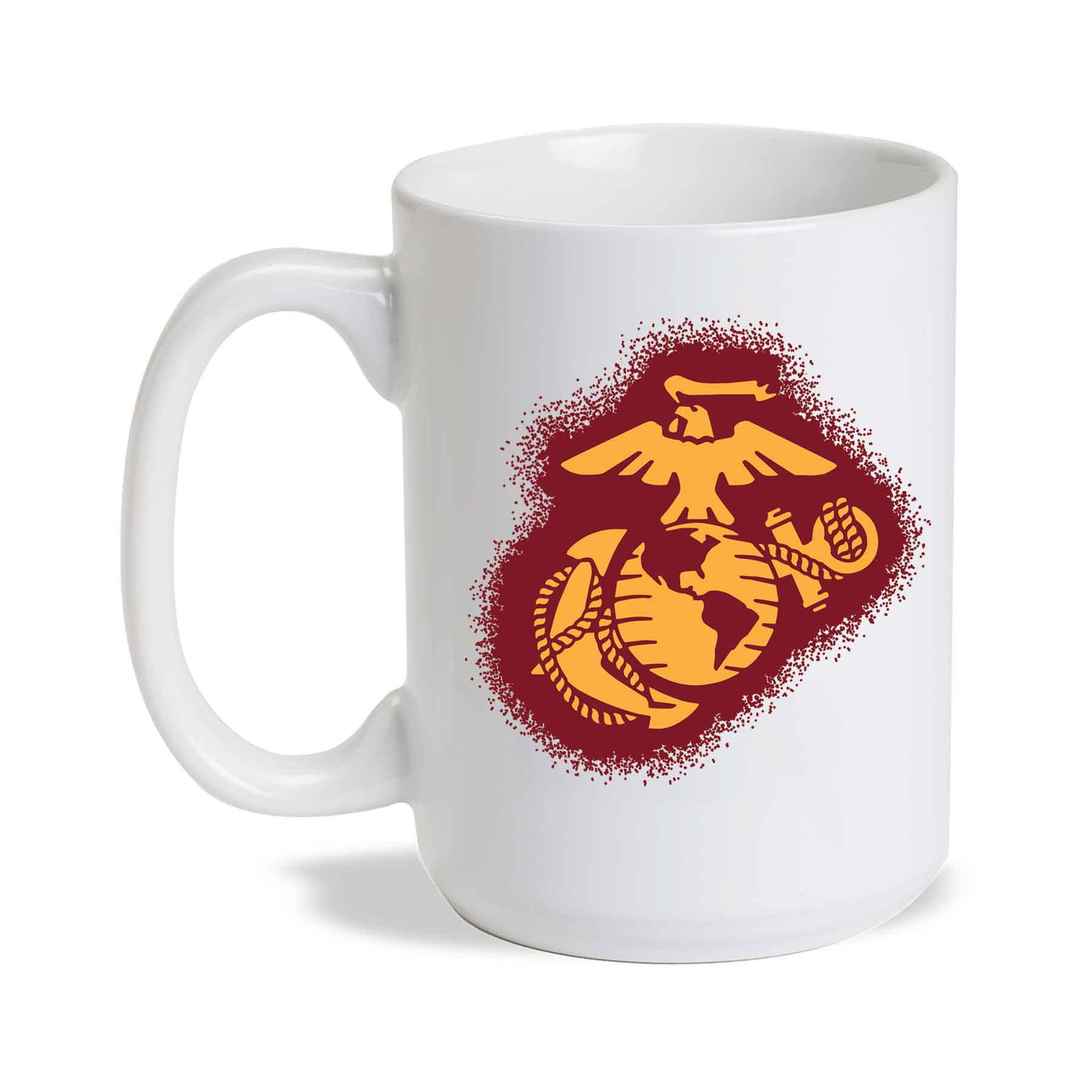 USMC Eagle, Globe, and Anchor Painted Mug- Red/Gold - Image 4