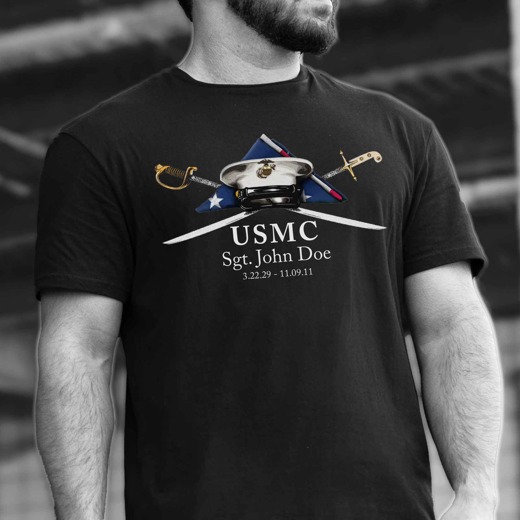 USMC Personalized Folded Flag Memorial T-shirt - Image 2