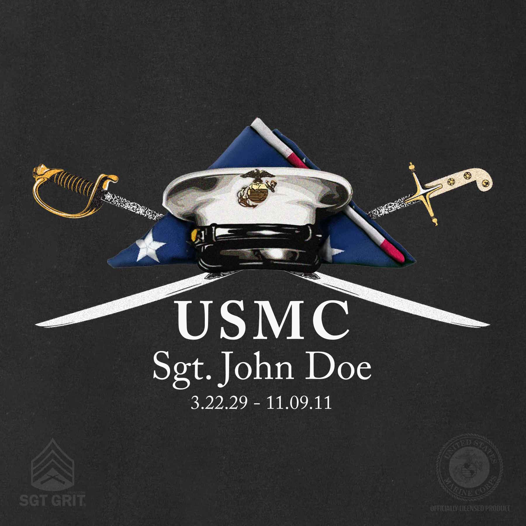 USMC Personalized Folded Flag Memorial T-shirt - Image 3