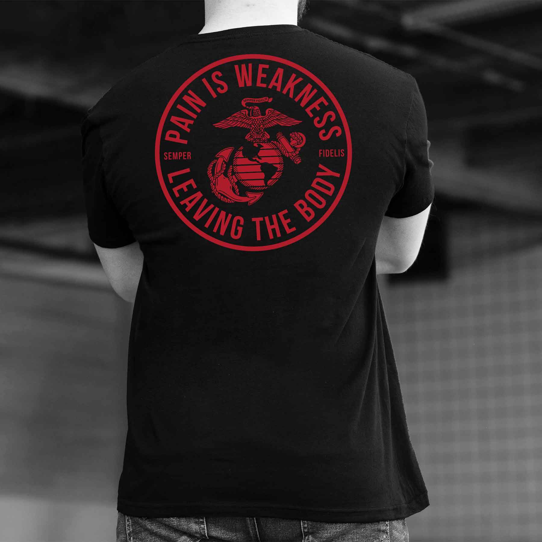 USMC Pain Is Weakness Leaving The Body T-shirt - Image 6